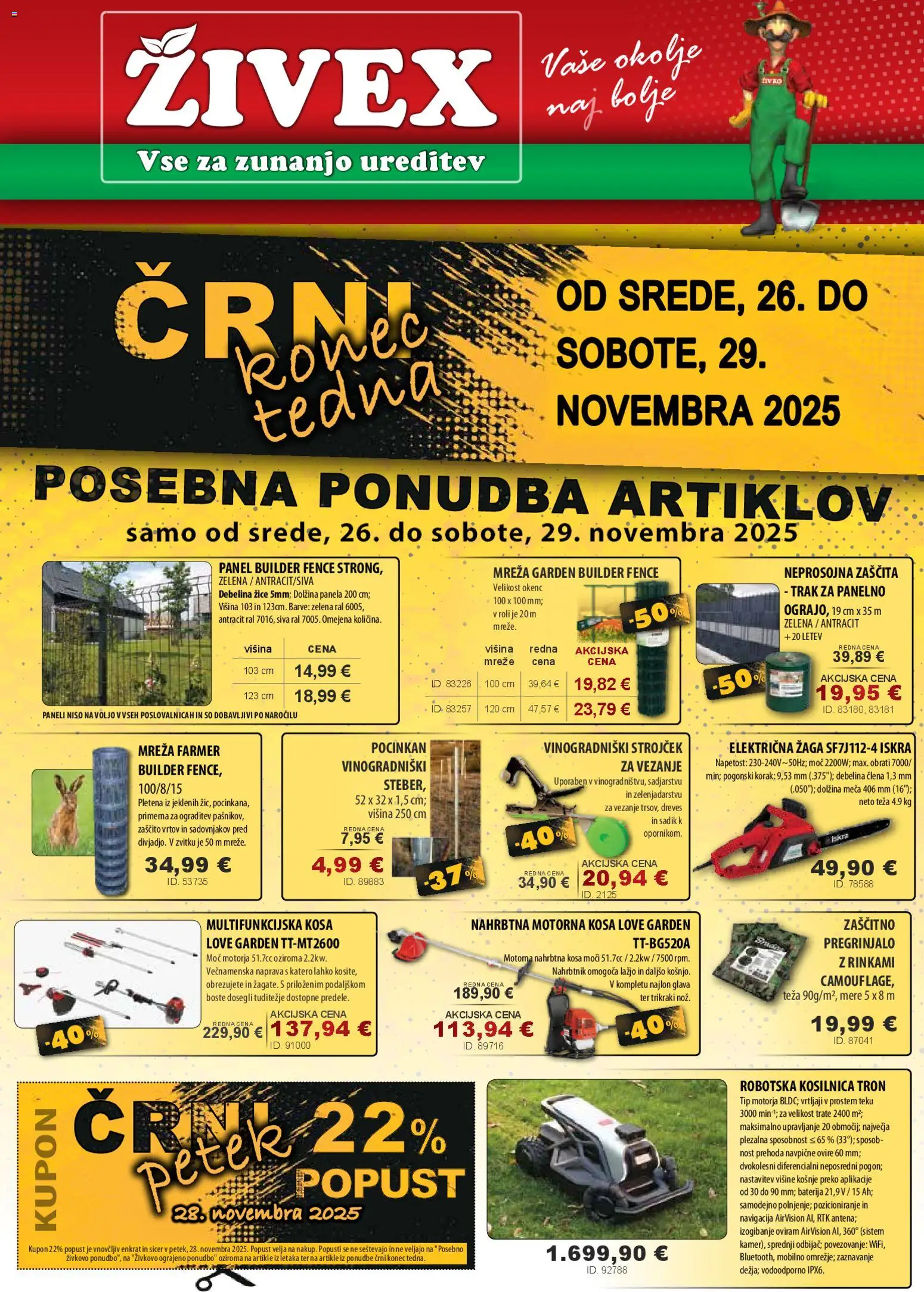 Novi Živex katalog ponudbe – veljaven od 26.11.2025 | Stran: 1 | Izdelki: Navigacija, Kosilnica, Letev, Zelena