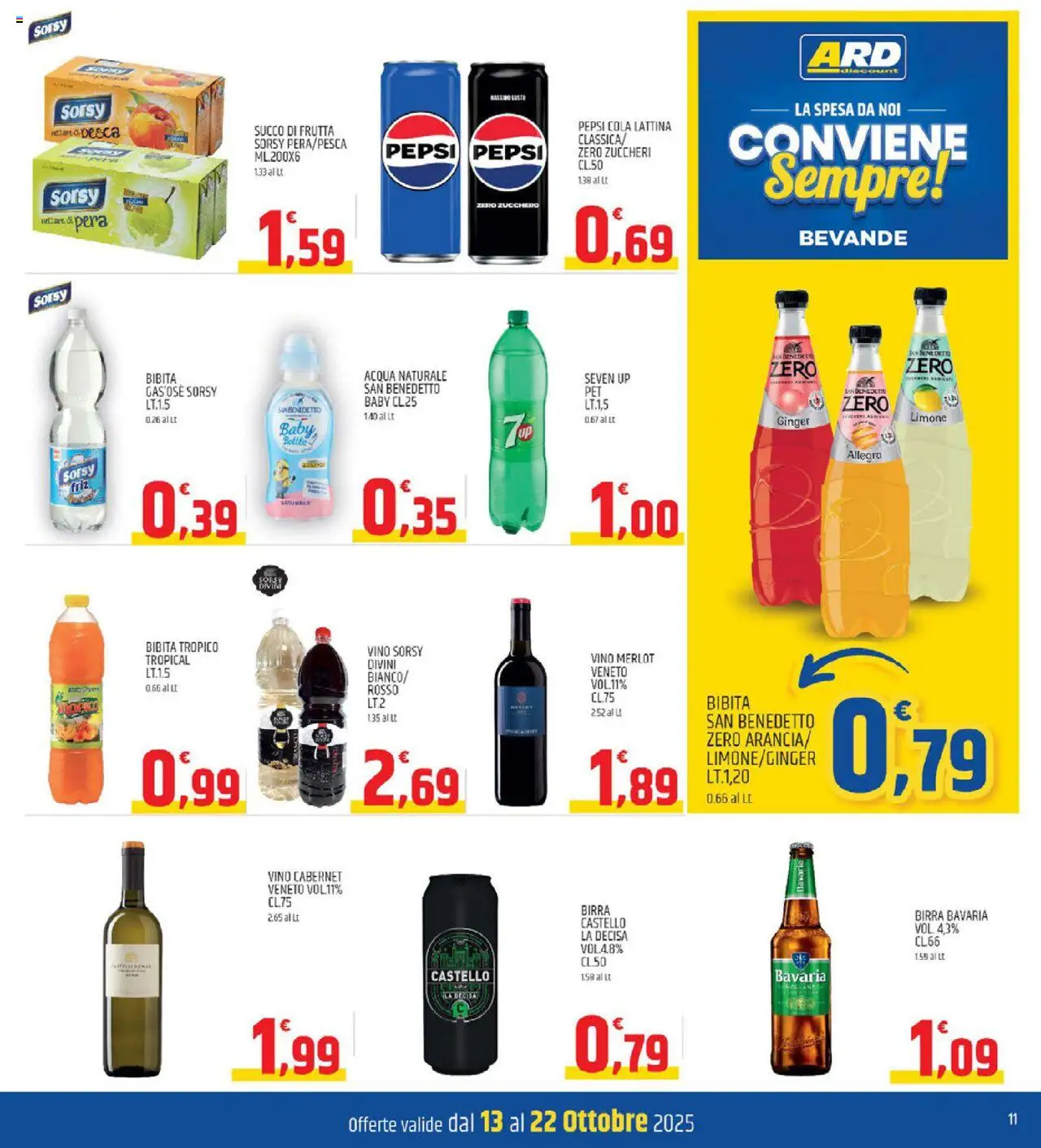 Volantino ARD Discount del 13.10.2025 | Pagina: 11 | Prodotti: Birra, Frutta, Pera, Succo di frutta