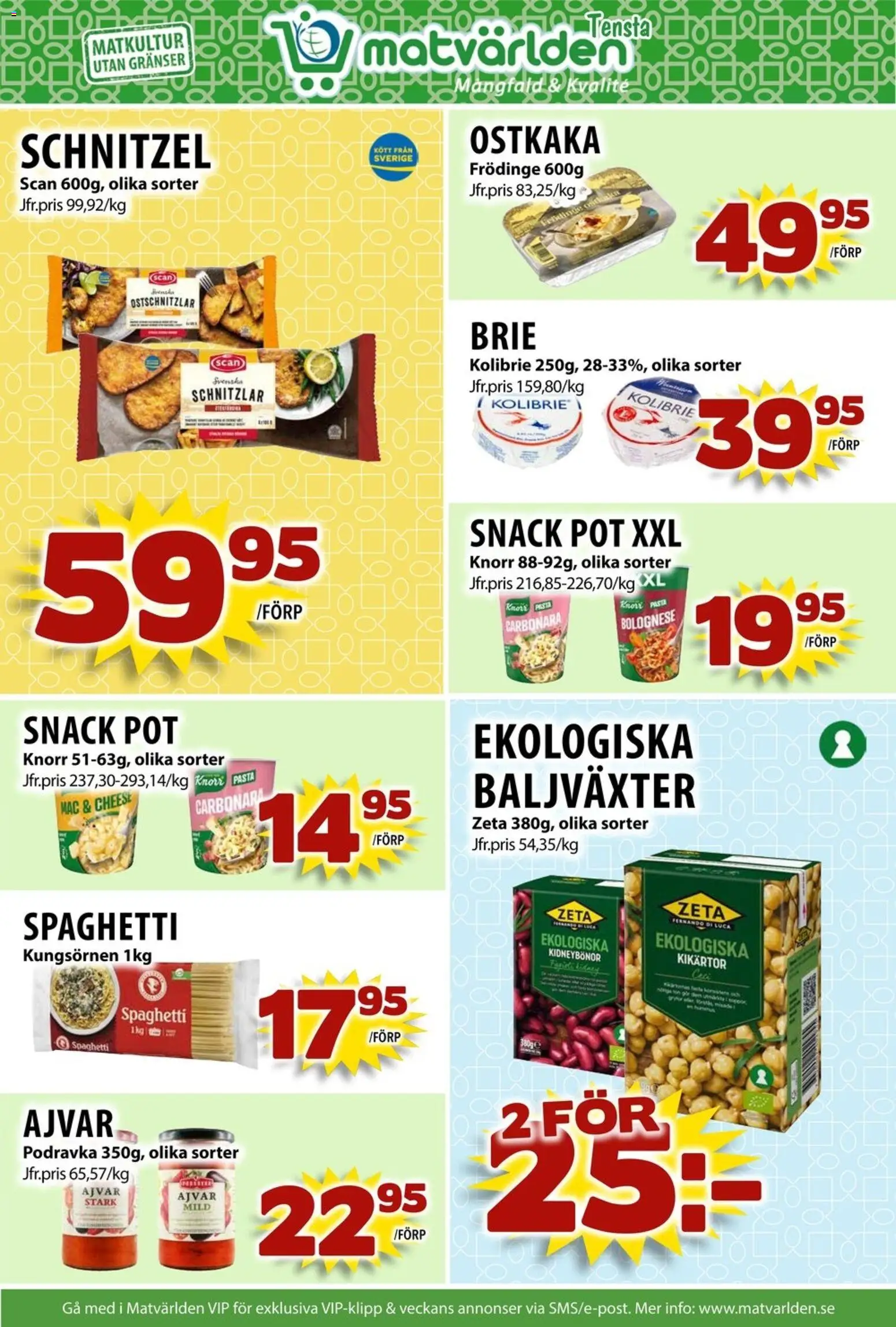 Matvärlden reklamblad aktuell från 10.11.2025 | Sida: 6 | Produkter: Kikärtor, Kidneybönor, Spaghetti, Pasta