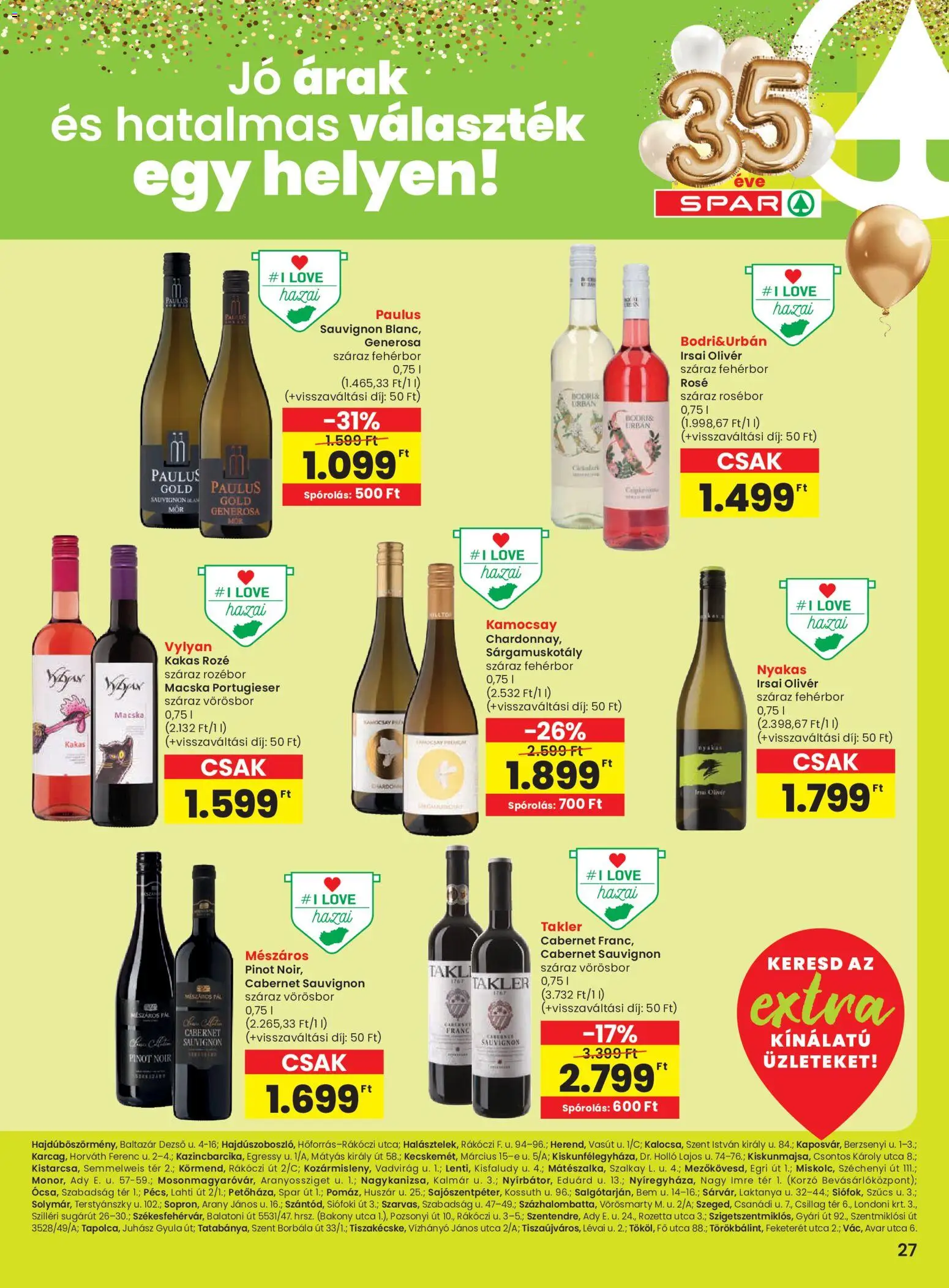 Spar akciós ujság - amely érvényes a következő dátumtól: 22.01.2026 | Oldal: 8 | Termékek: Fehérbor, Vörösbor