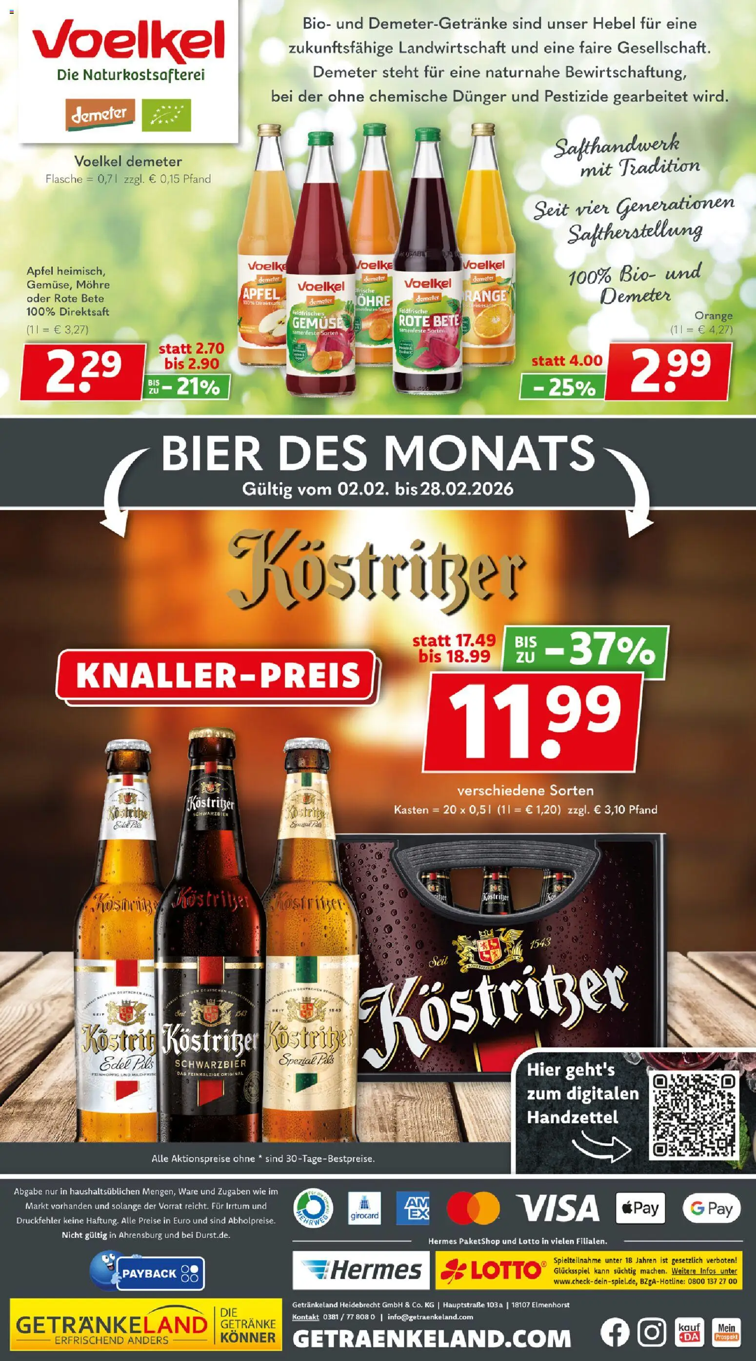 Getränkeland Prospekt 	 – gültig ab 16.02.2026 | Seite: 6 | Produkte: Kostritzer, Bier, Pils, Äpfel