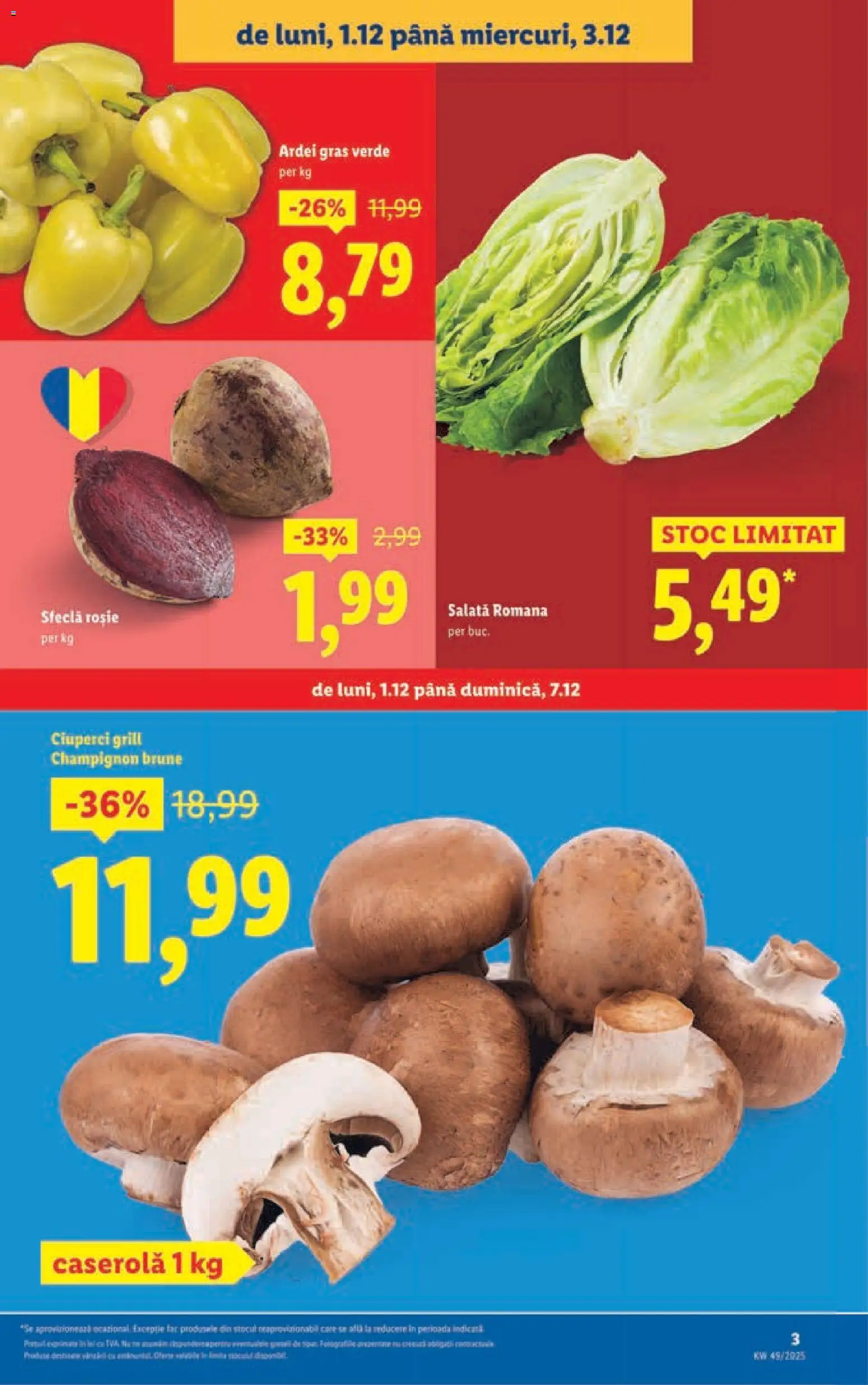 Noul catalog Lidl – valabil de la 01.12.2025 | Pagină: 3 | Produse: Grill, Ciuperci, Salată, Sfeclă