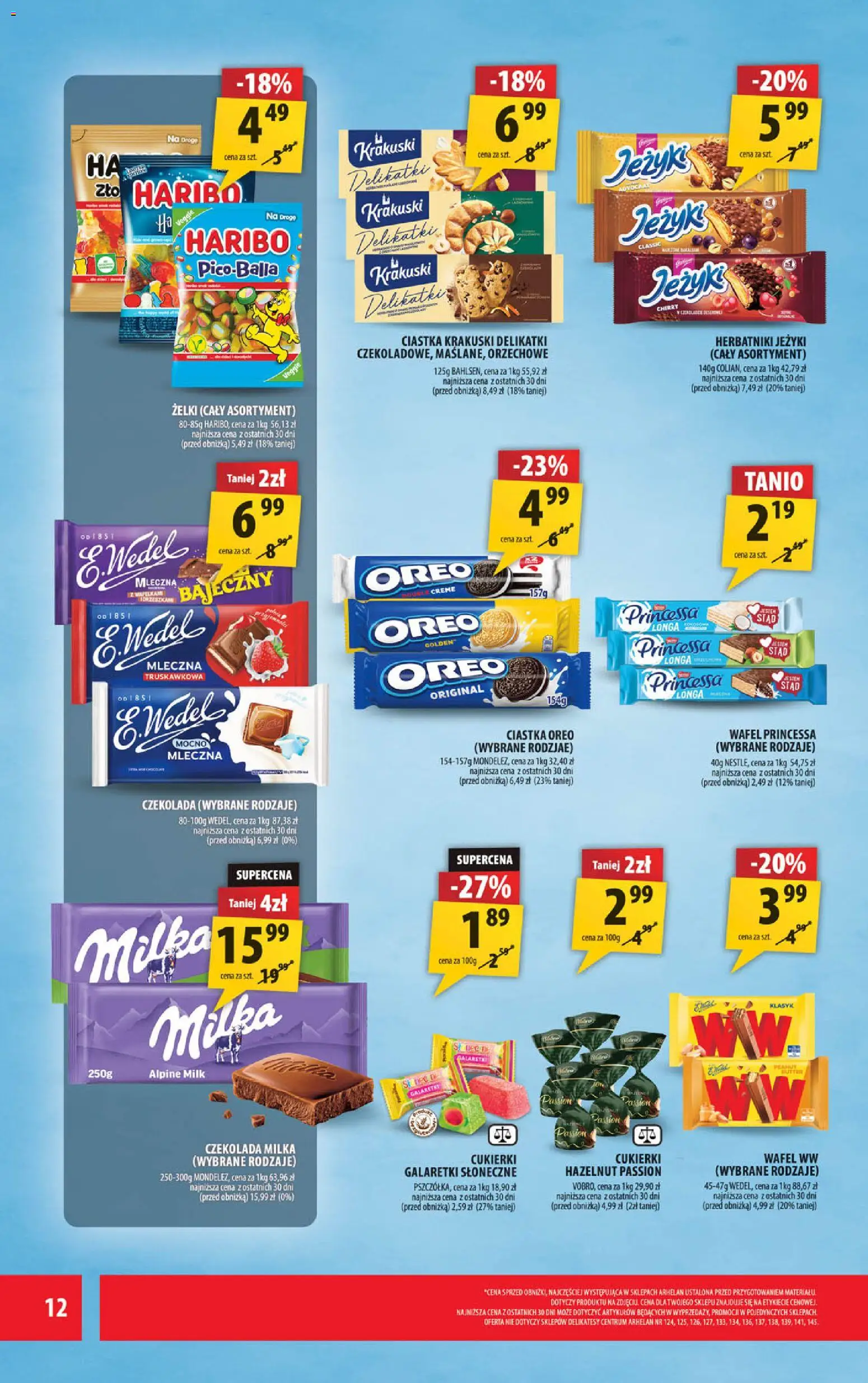 Arhelan gazetka od 24.04.2026 | Strona: 12 | Produkty: Czekolada milka, Ciastka Oreo, Czekolada, Cukierki