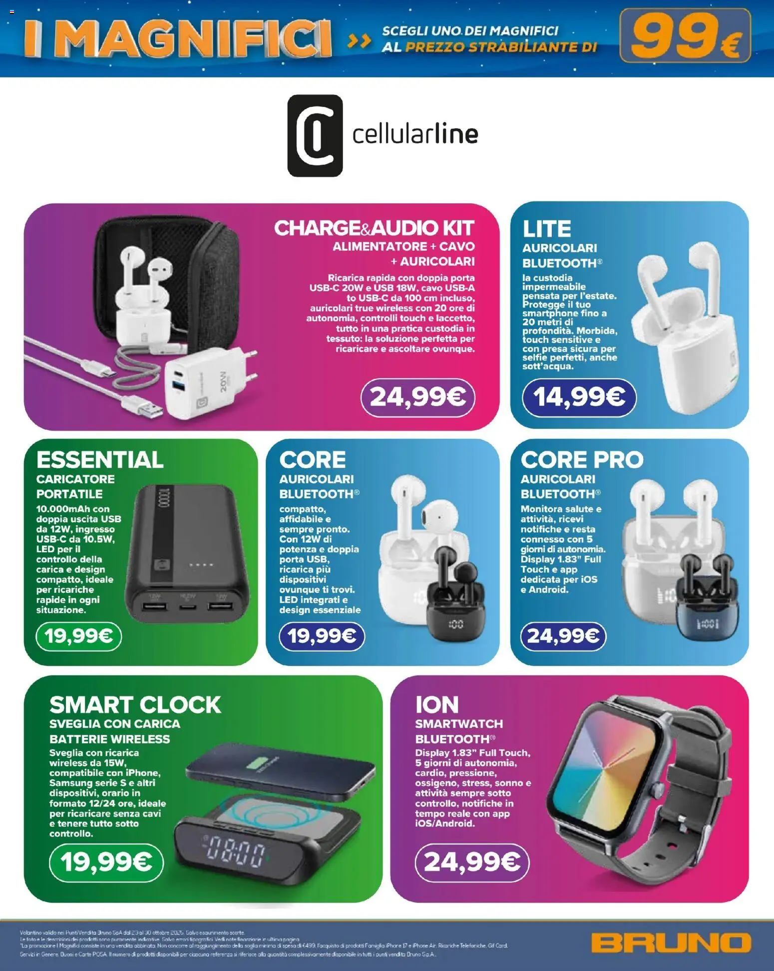 Volantino BRUNO del 23.10.2025 | Pagina: 12 | Prodotti: Auricolari, Cavo, USB, Smartwatch