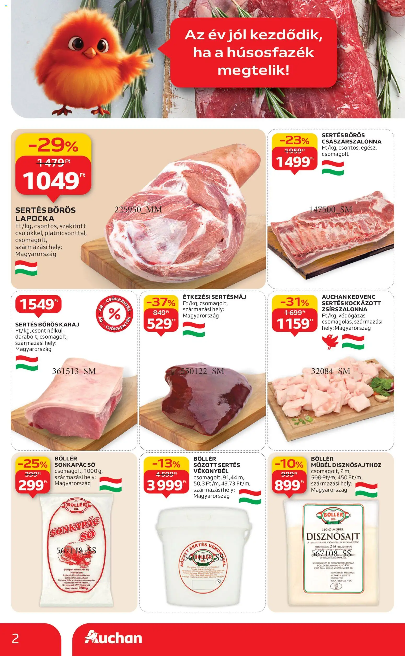 Auchan akciós ujság - amely érvényes a következő dátumtól: 08.01.2026 | Oldal: 2 | Termékek: TV, Császárszalonna, Só