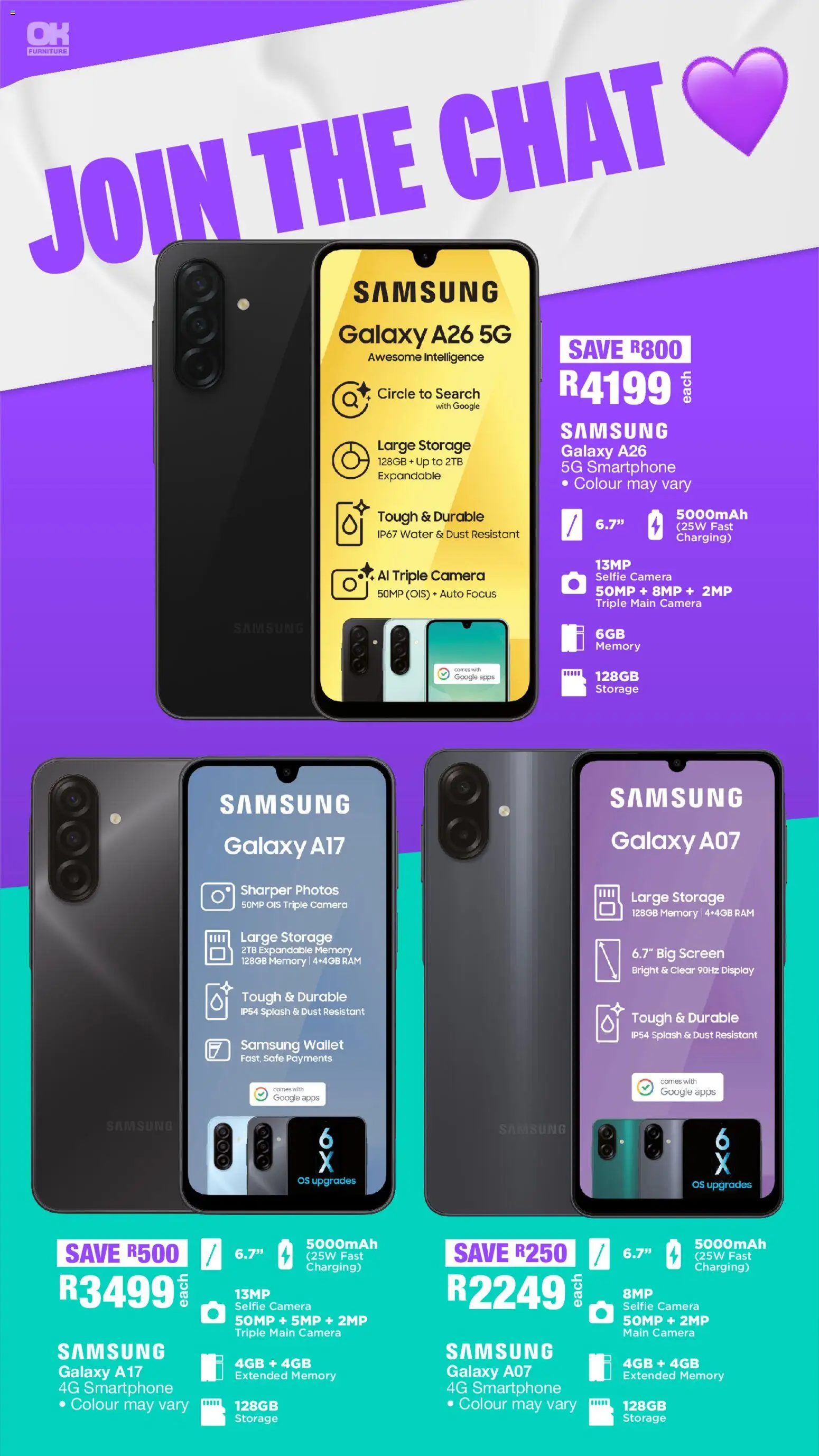 New OK Furniture catalogue – valid from 05.01.2026 | Page: 18 | Products: Smartphone, Camera, Wallet, Water