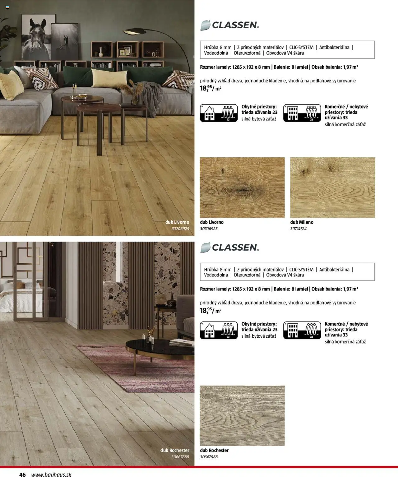 Bauhaus katalóg Podlahové krytiny │ platný od 04.08.2025 | Strana: 46 | Produkty: Lamely
