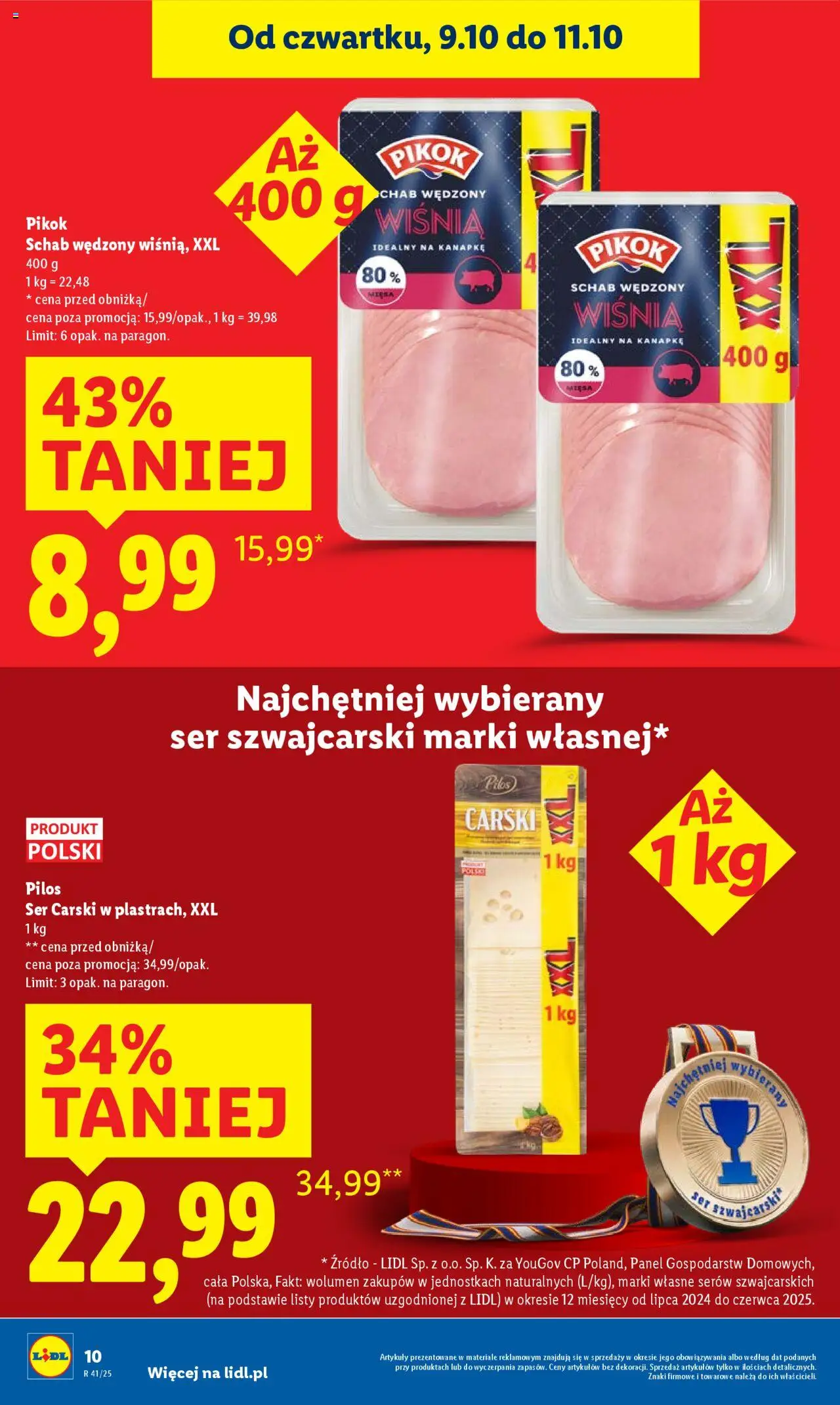 Lidl Gazetka od 09.10.2025 | Strona: 10 | Produkty: Schab, Ser