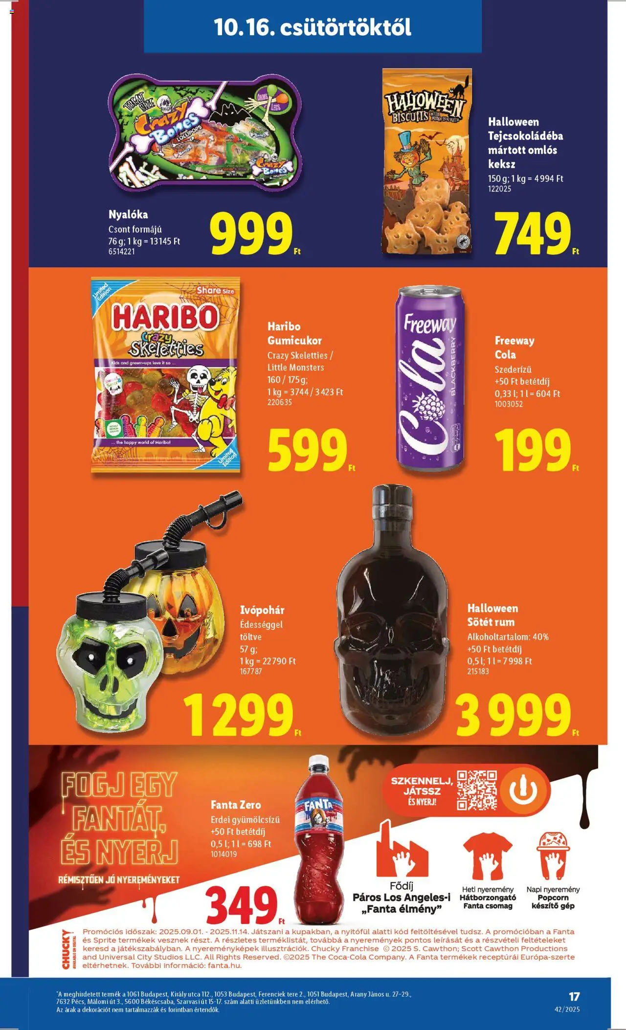 Lidl akciós ujság - amely érvényes a következő dátumtól: 16.10.2025 | Oldal: 17 | Termékek: Nyalóka, Cola, Popcorn, Keksz