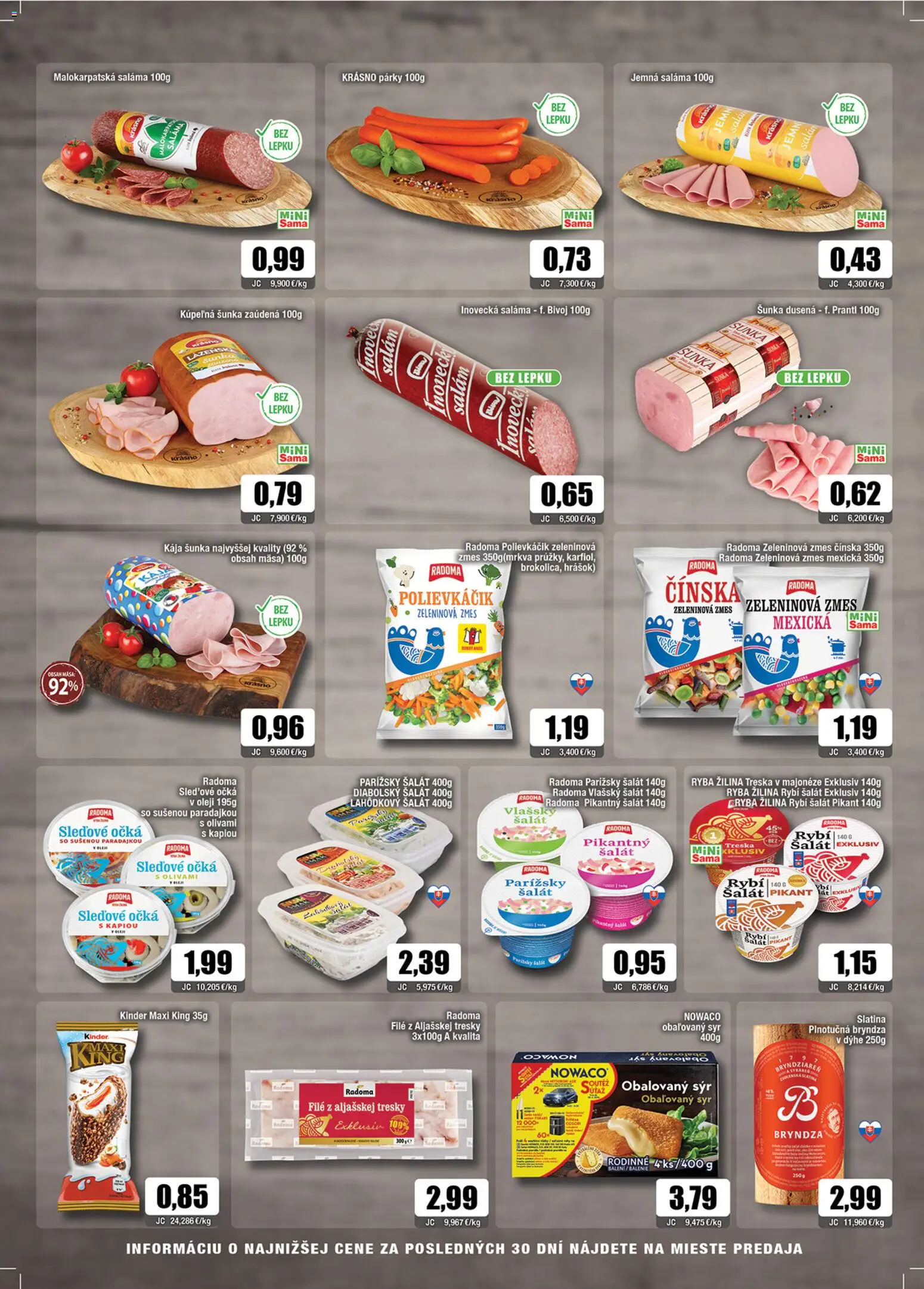 Nové Sama akcie – leták je platný od 24.10.2025 | Strana: 2 | Produkty: Kúpelňa, Hrášok, Bryndza, Párky