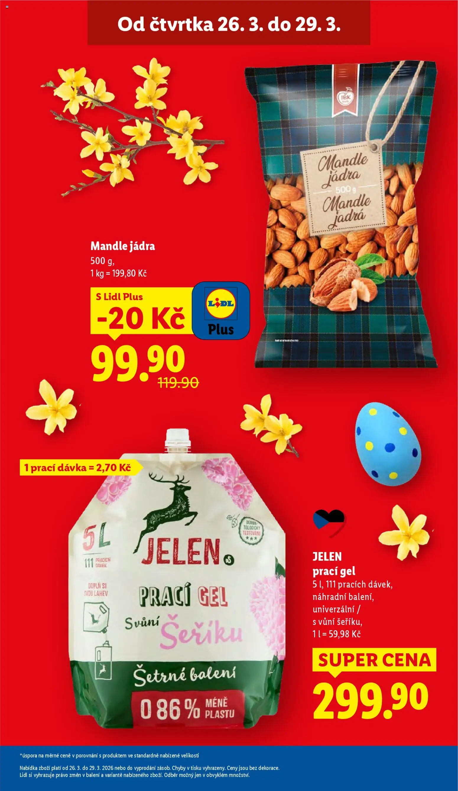 Lidl leták od 26.03.2026 | Strana: 5 | Produkty: Prací gel, Jelen, Mandle, Láhev