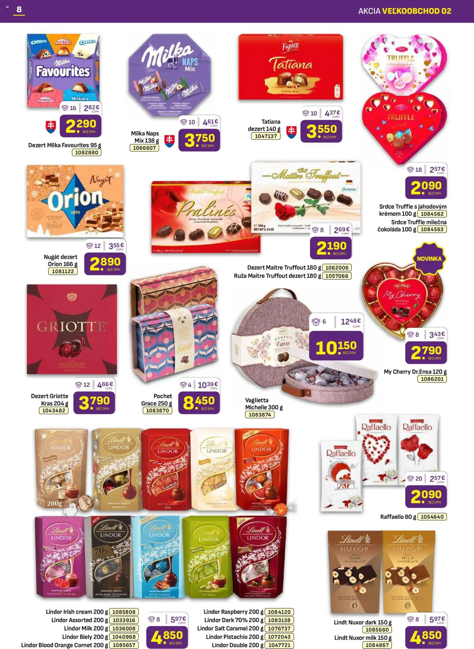 Nové Libex akcie – leták je platný od 19.01.2026 | Strana: 8 | Produkty: Lindor, Lindt, Čokoláda, Milka