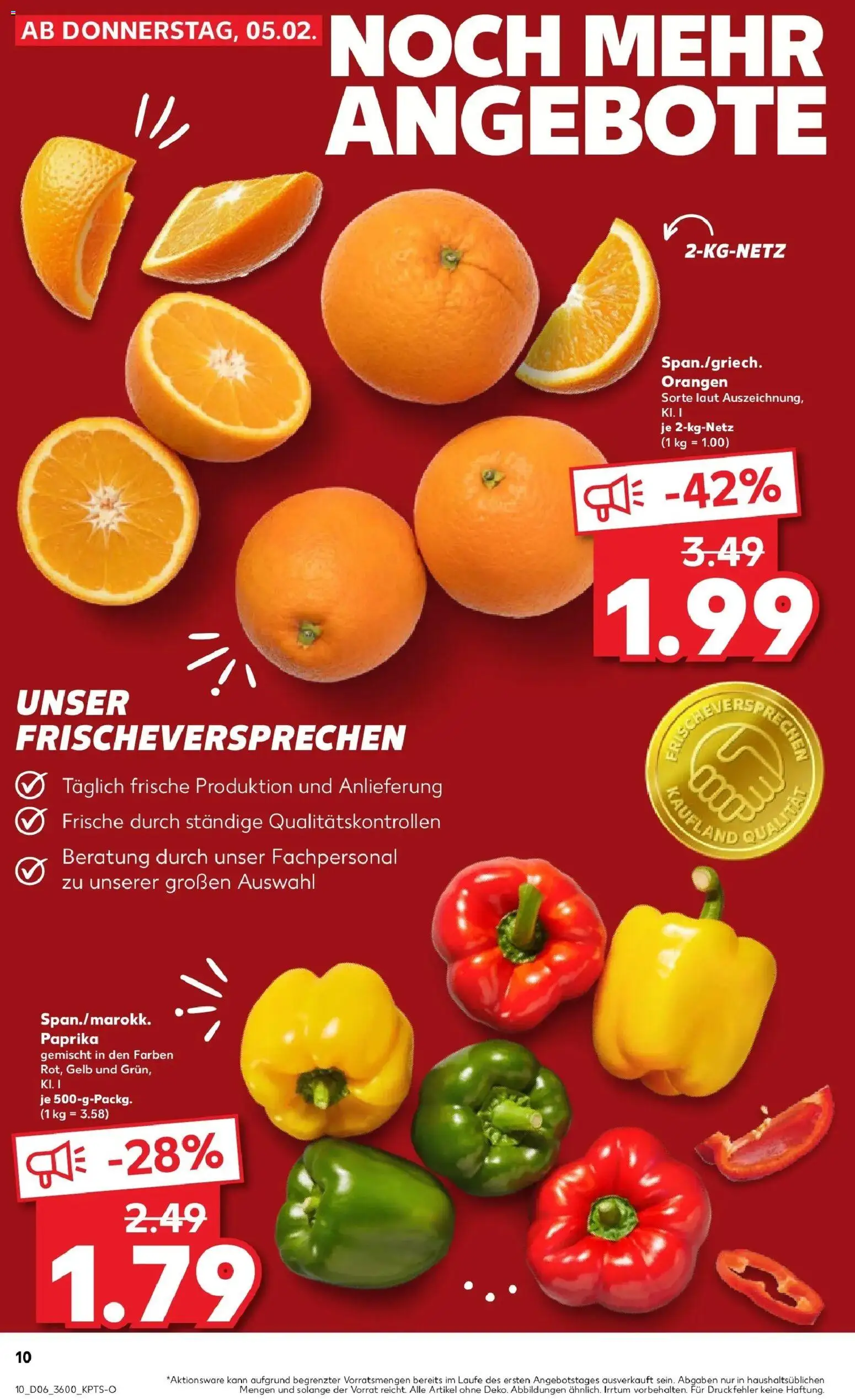 Kaufland prospekt Rudolstadt	 – gültig ab 09.02.2026 | Seite: 10 | Produkte: Orangen, Paprika