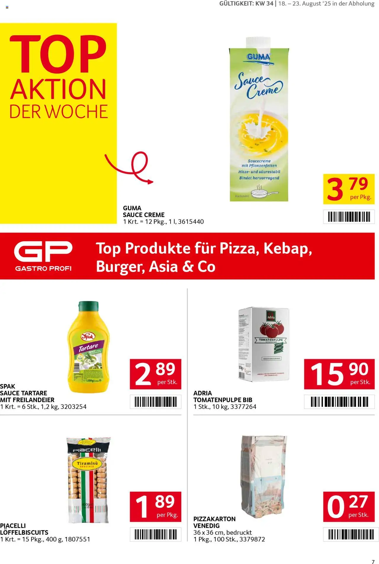Transgourmet Flugblatt gültig ab 17.08.2025 | Seite: 7 | Produkte: Creme