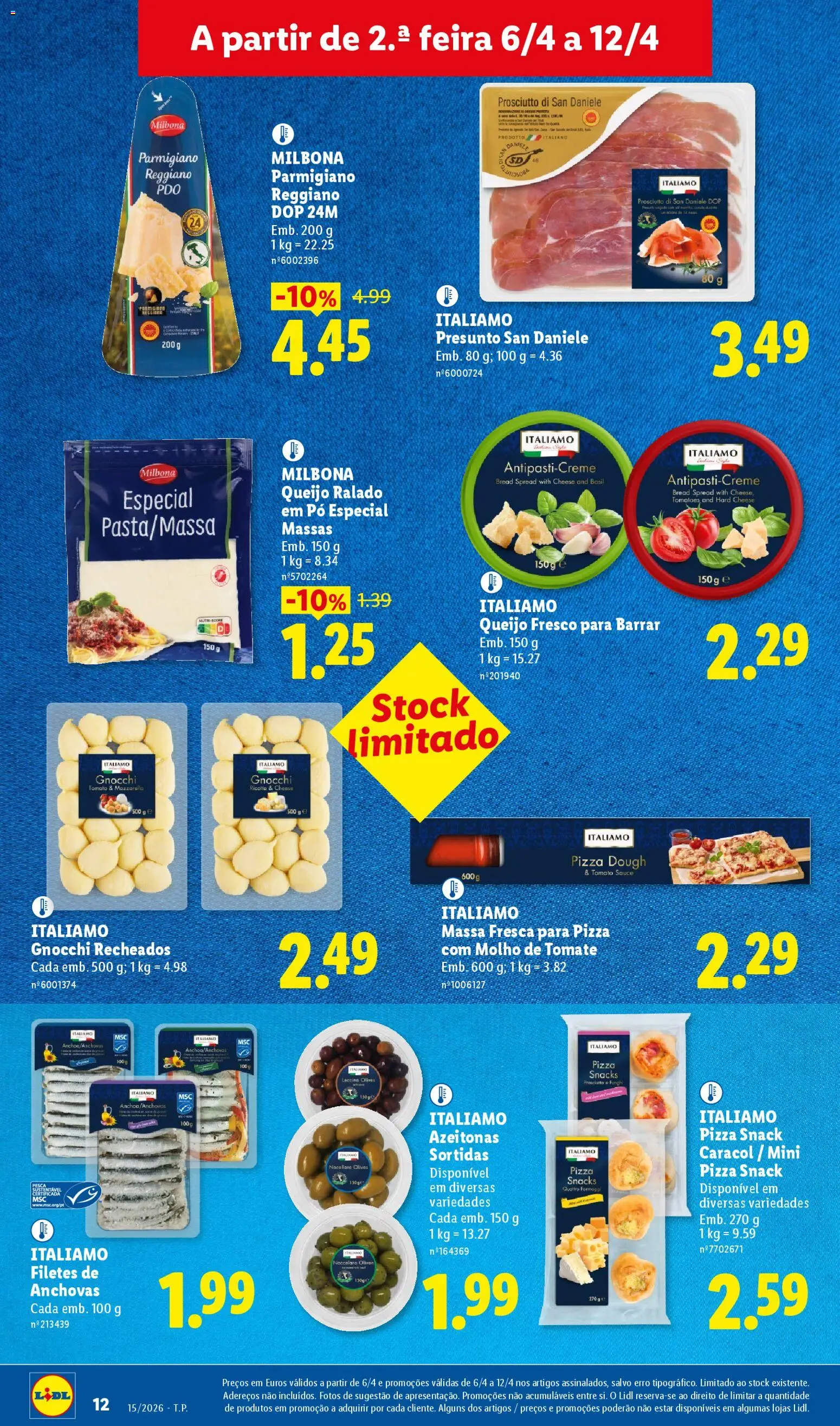 Lidl folheto │ válido de 06.04.2026 | Página: 12 | Produtos: Molho de tomate, Anchovas, Pó, Presunto