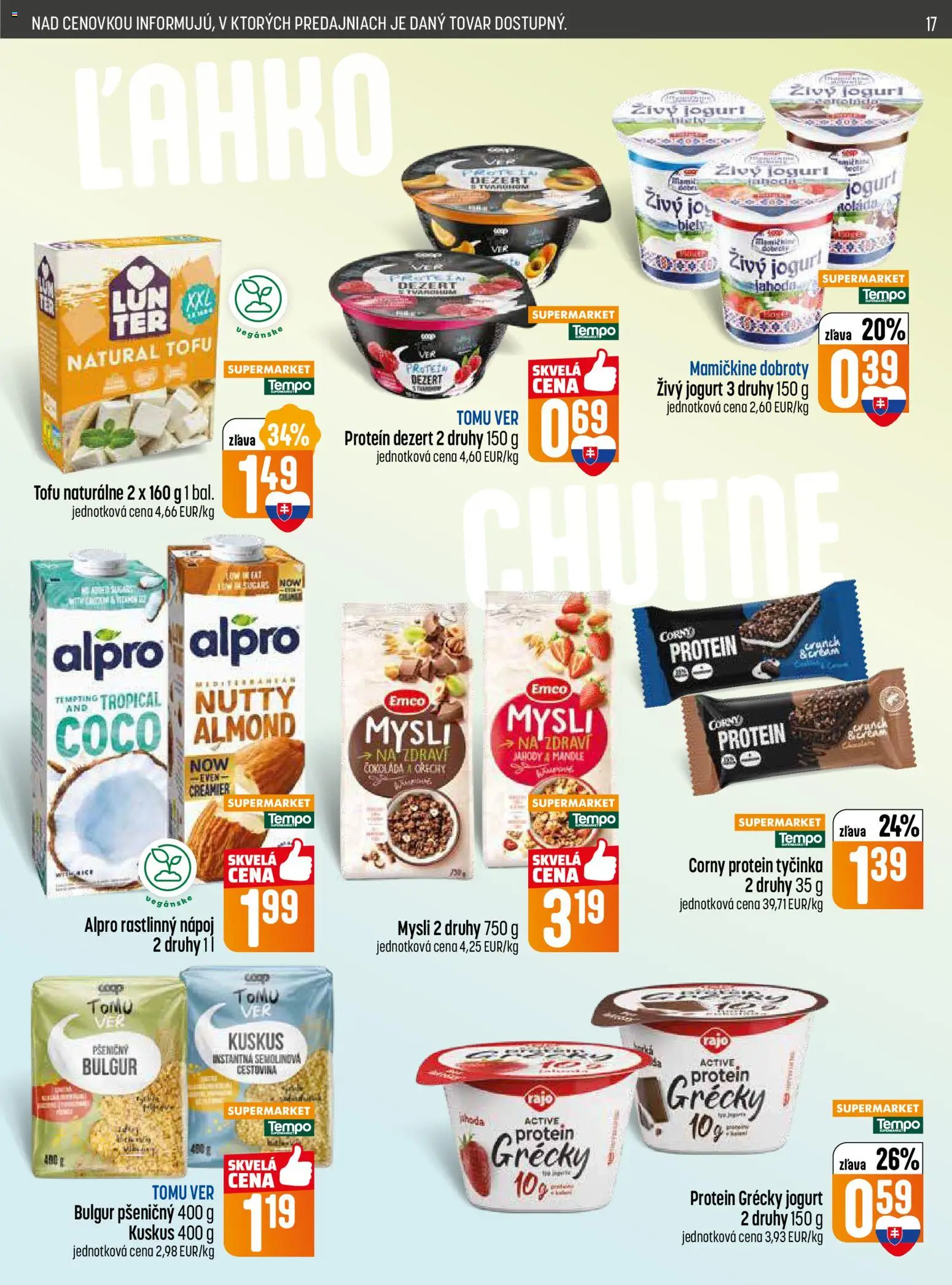 Nové COOP Jednota akcie – leták je platný od 22.01.2026 | Strana: 17 | Produkty: Jogurt, Tofu, Orechy, Mandle