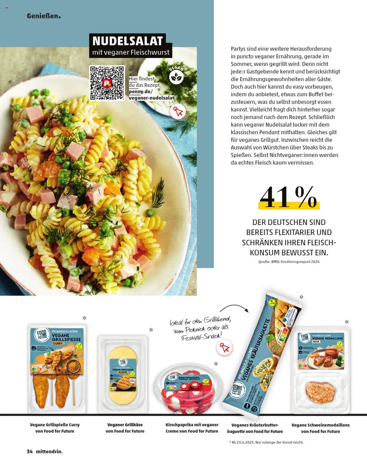 Penny  Kundenmagazin Sommer - gültig ab dem 13.06.2025 | Seite: 34 | Produkte: Baguette, Kräuterbutter, Creme, Fleisch