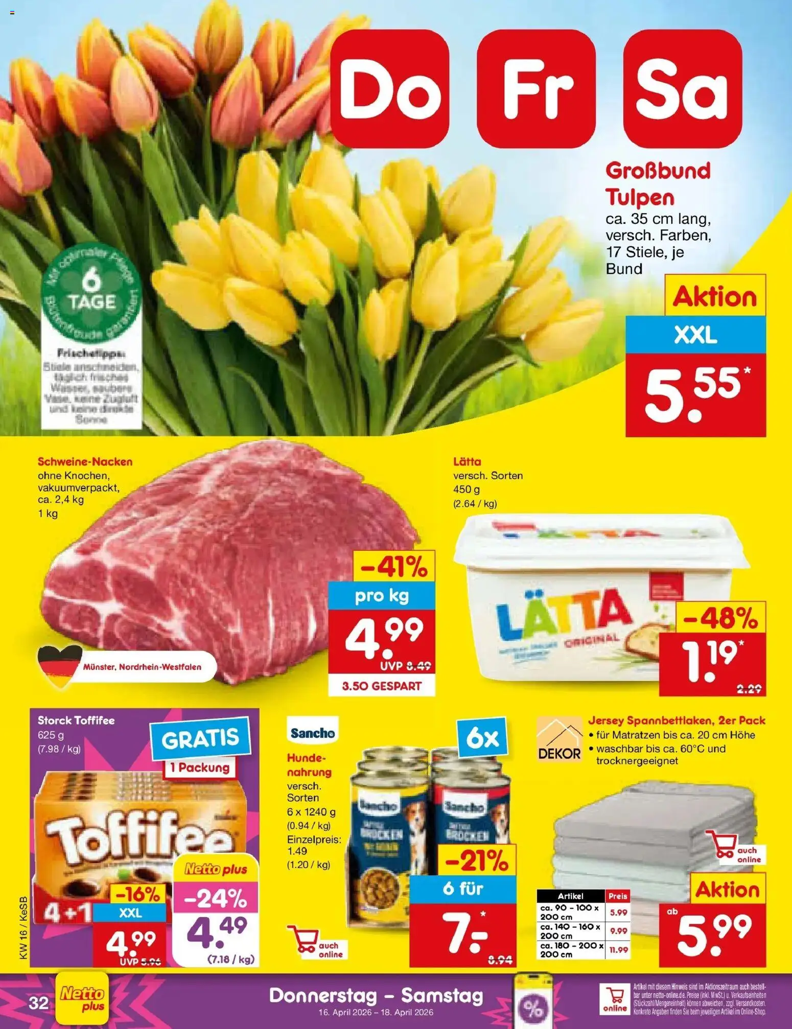 Netto Marken-Discount Prospekt Bonn	 – gültig ab 13.04.2026 | Seite: 50 | Produkte: Schweinenacken, Toffifee, Lätta