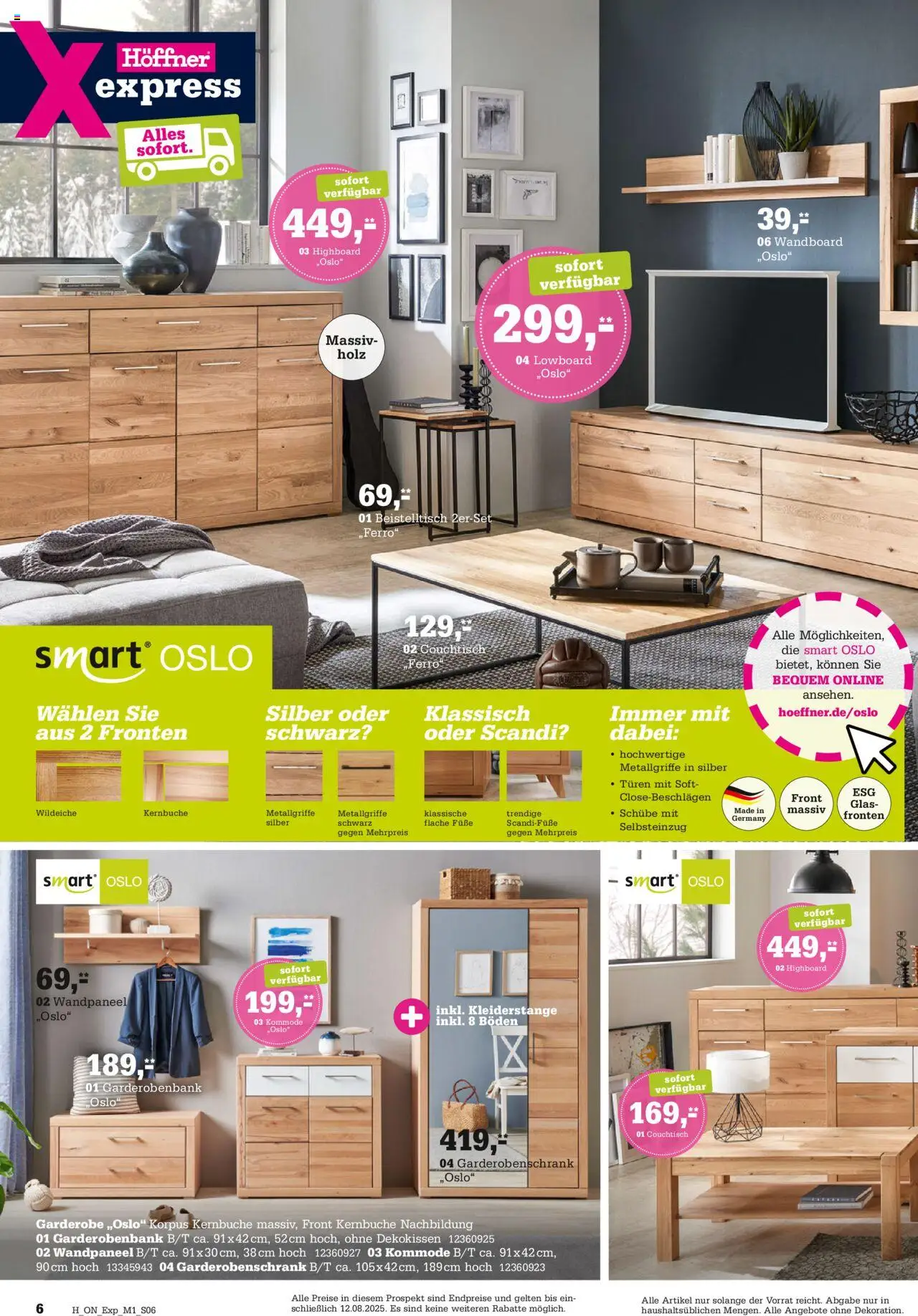 Höffner - Express Spezia - gültig ab dem 30.07.2025 | Seite: 6 | Produkte: HIghboard, Beistelltisch, Wandboard, Kommode