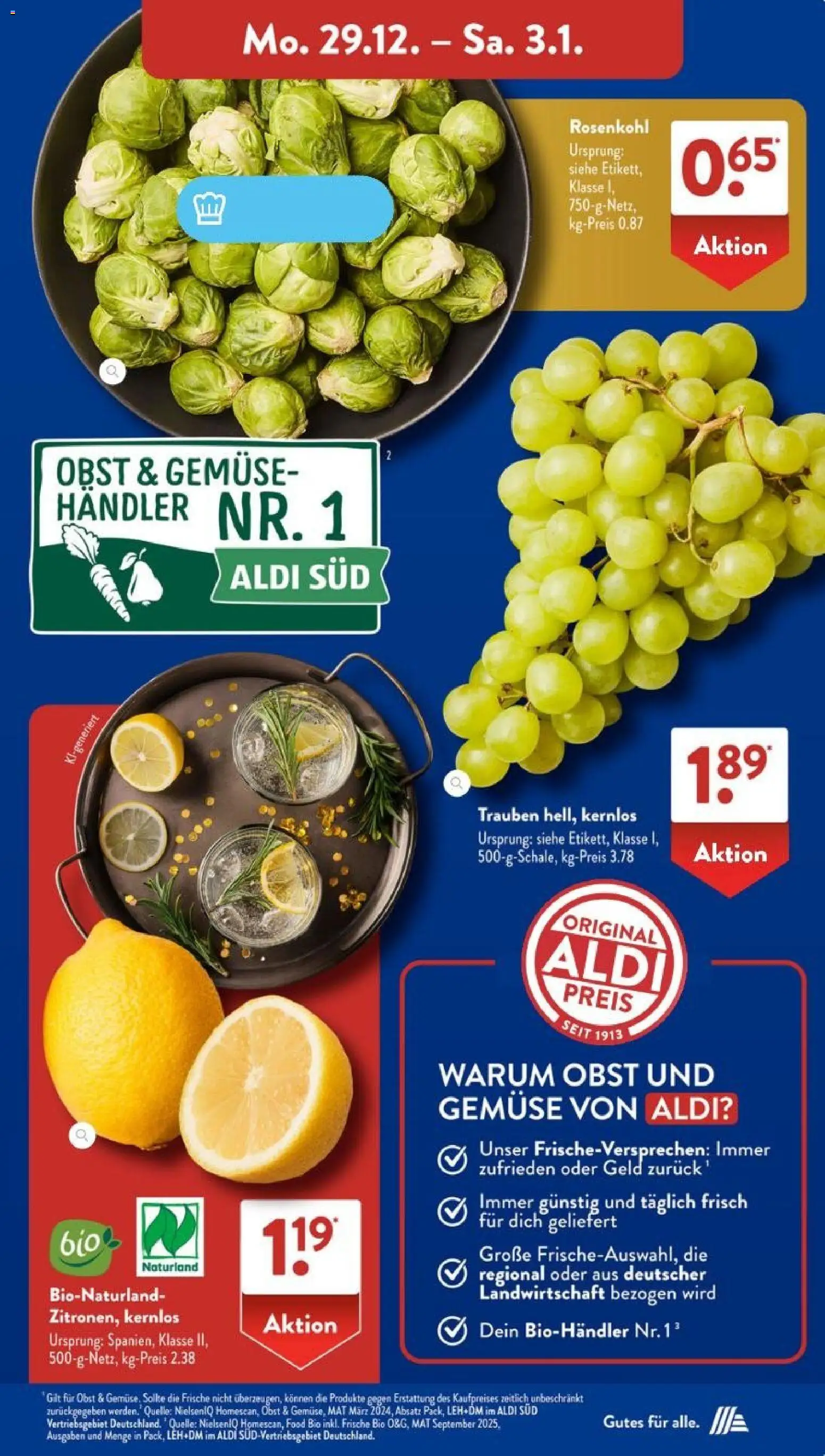 Aldi Süd Prospekt 	 – gültig ab 29.12.2025 | Seite: 5 | Produkte: Trauben, Gemüse, Obst