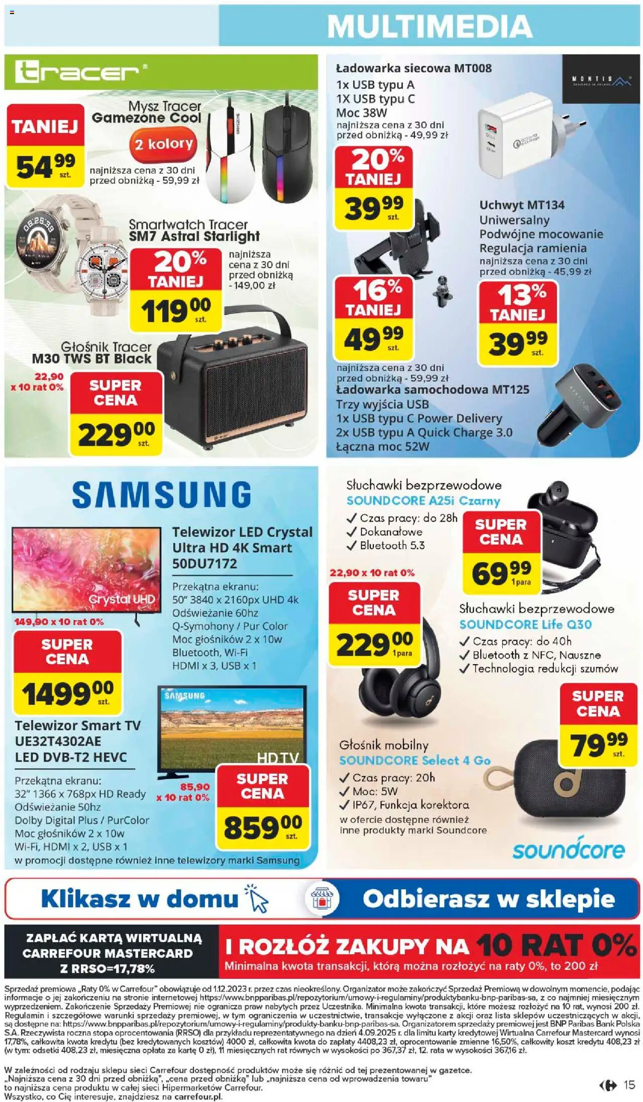 Carrefour Gazetka - Łap okazje od 09.10.2025 | Strona: 15 | Produkty: Karta, Mysz, Telewizor, Głośnik
