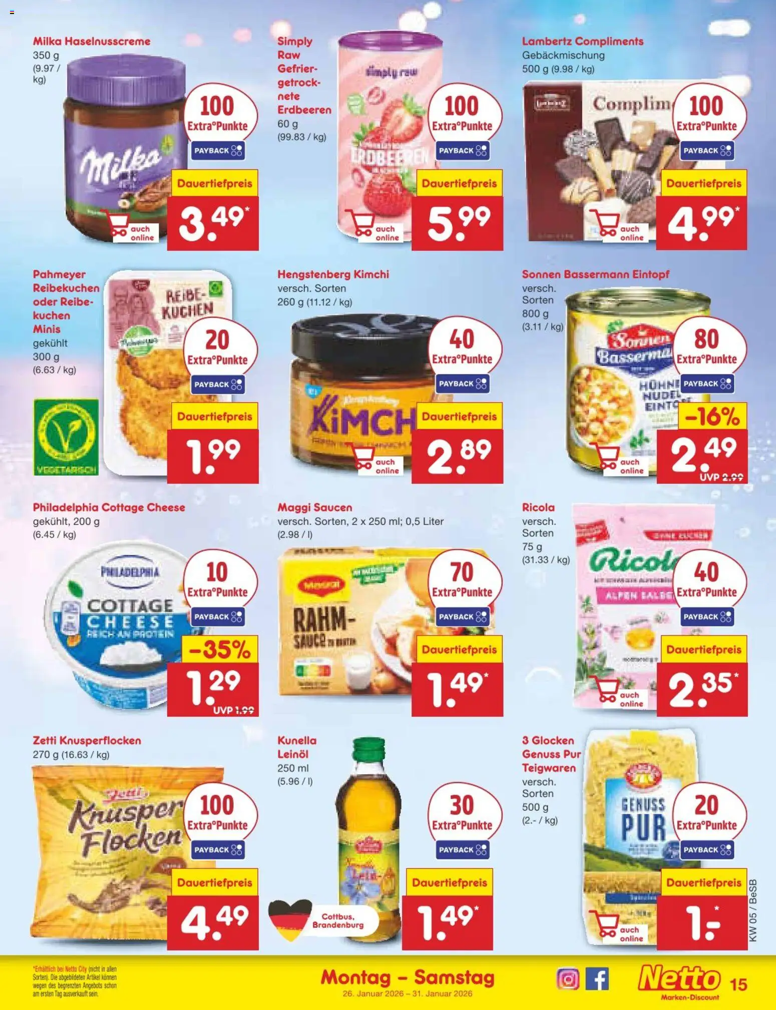 Netto Marken-Discount Prospekt 	 – gültig ab 26.01.2026 | Seite: 17 | Produkte: Maggi, Leinöl, Philadelphia, Kuchen