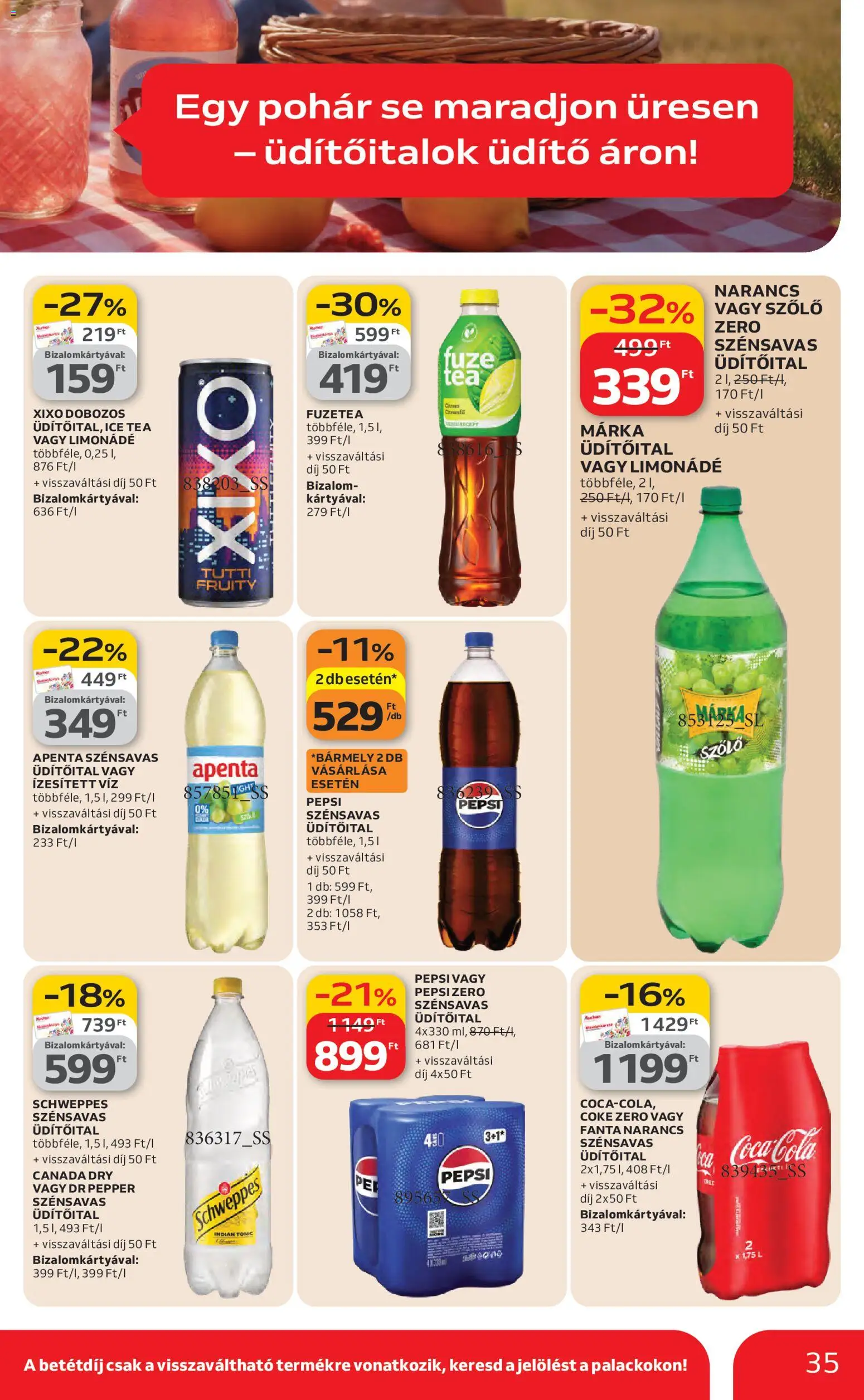 Auchan akciós ujság - amely érvényes a következő dátumtól: 19.03.2026 | Oldal: 35 | Termékek: Szőlő, Ice tea, Limonádé, Pohár