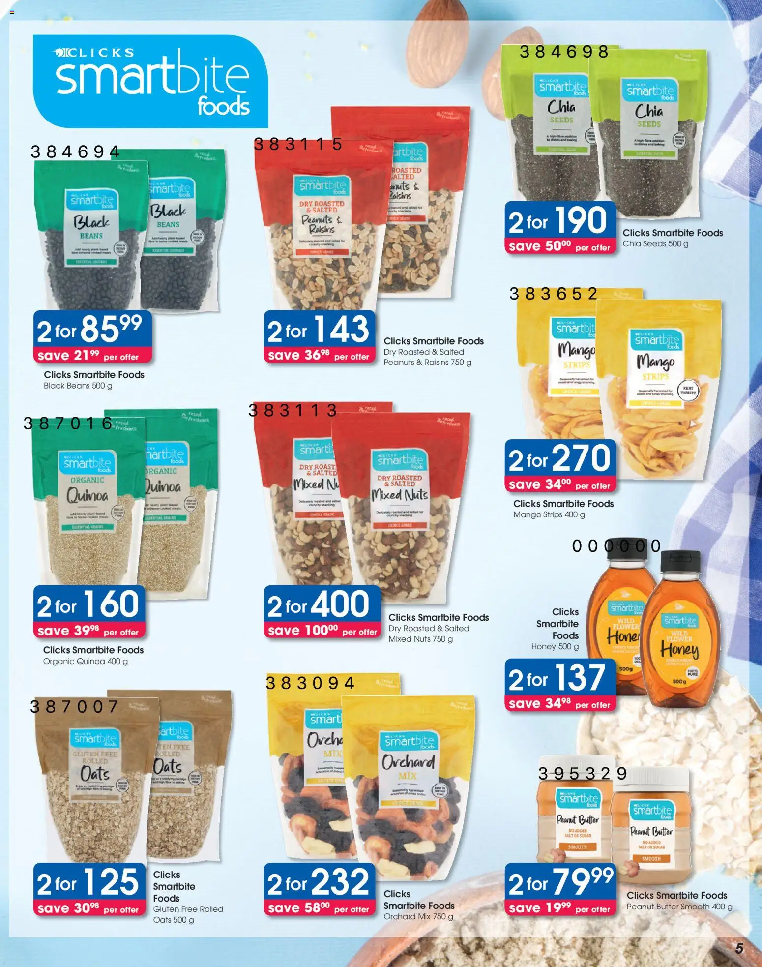 New Clicks catalogue – valid from 23.10.2025 | Page: 5 | Products: Beans, Butter, Oats, Sugar