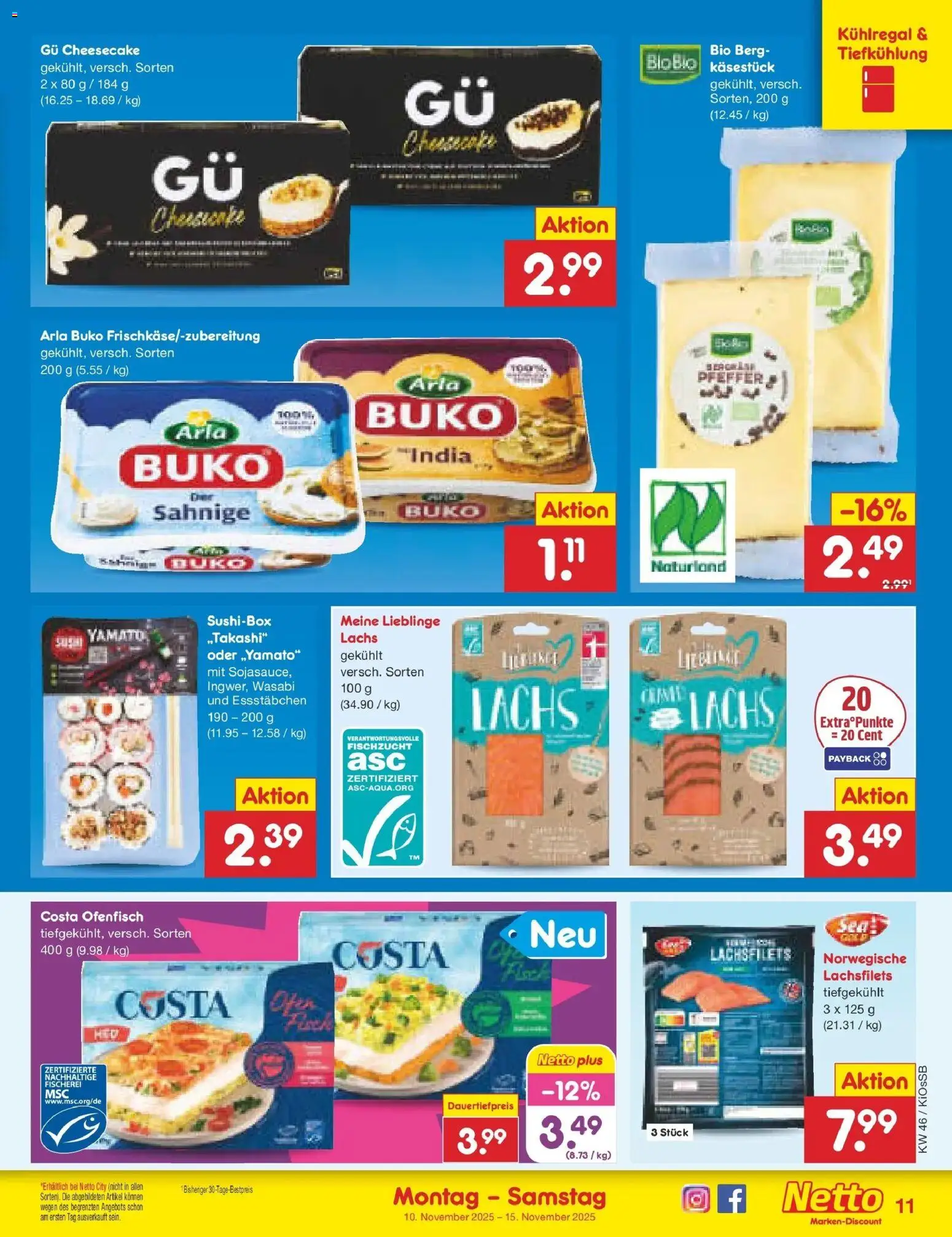 Netto Marken-Discount - Netto: Wochenangebote – gültig ab 10.11.2025 | Seite: 11 | Produkte: Lachs, Arla buko