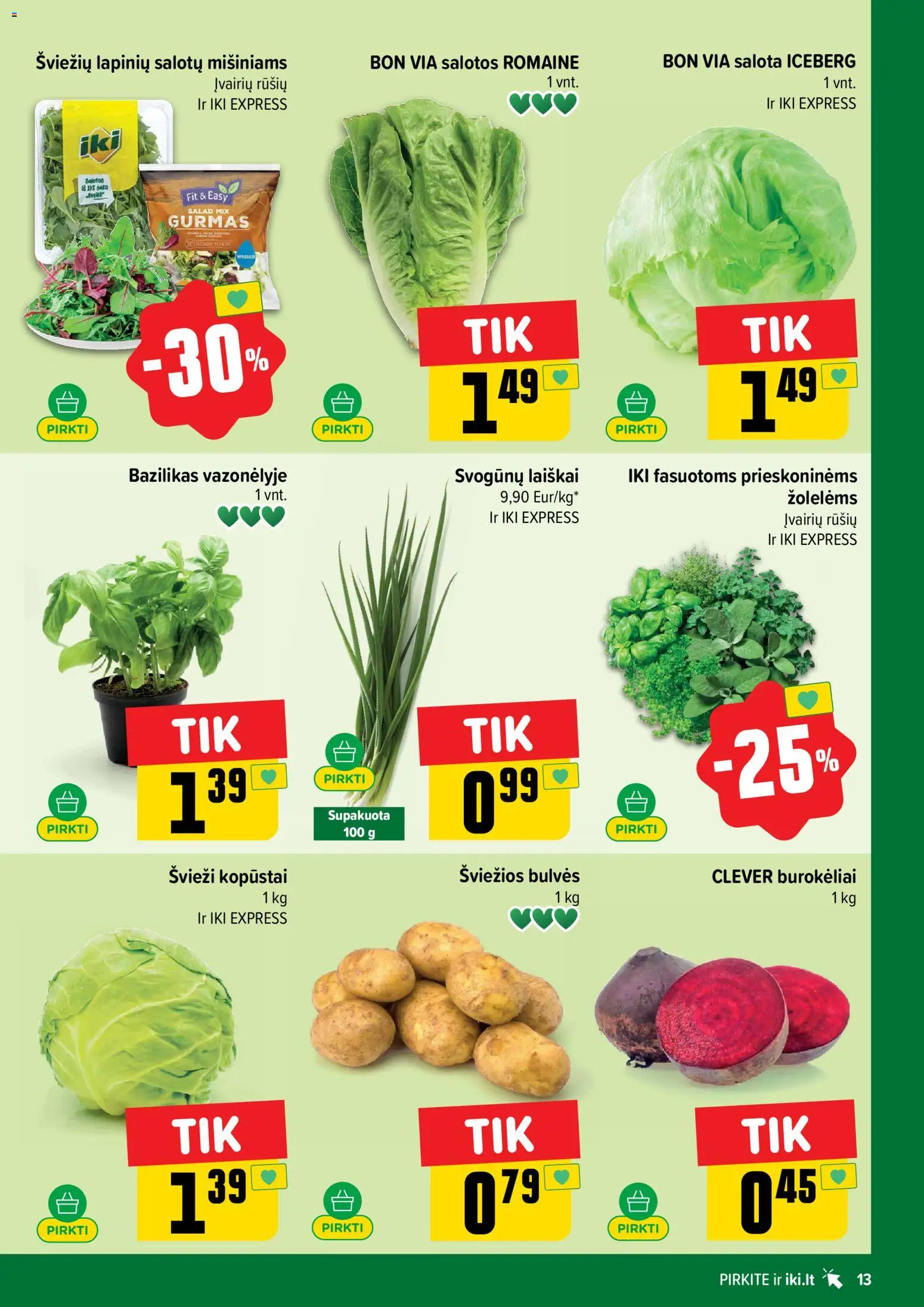 IKI akcijos nuo 13.04.2026 | Puslapis: 13 | Prekių: Salotos, Salota, Bulvės