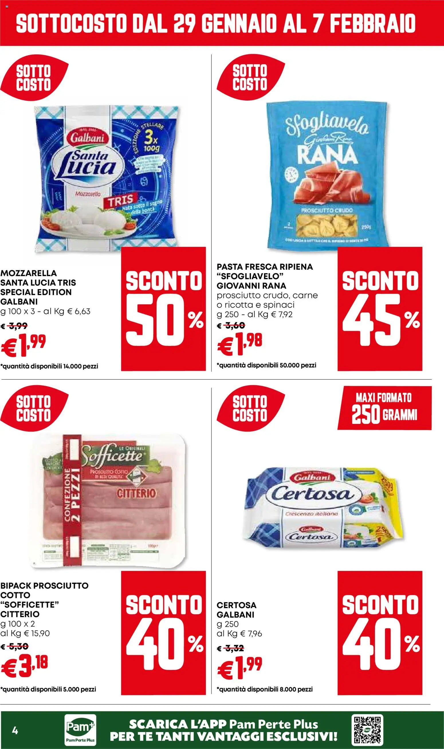 Volantino Panorama del 29.01.2026 | Pagina: 4 | Prodotti: Prosciutto Crudo, Prosciutto Cotto, Tè, Pasta