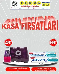 Furpa Kasa Fırsatları - 07.07.2025 tarihinden itibaren geçerlidir | Sayfa: 1 | Ürünler: Frenk üzümü, Soda, Gazlı içecek, Kasa