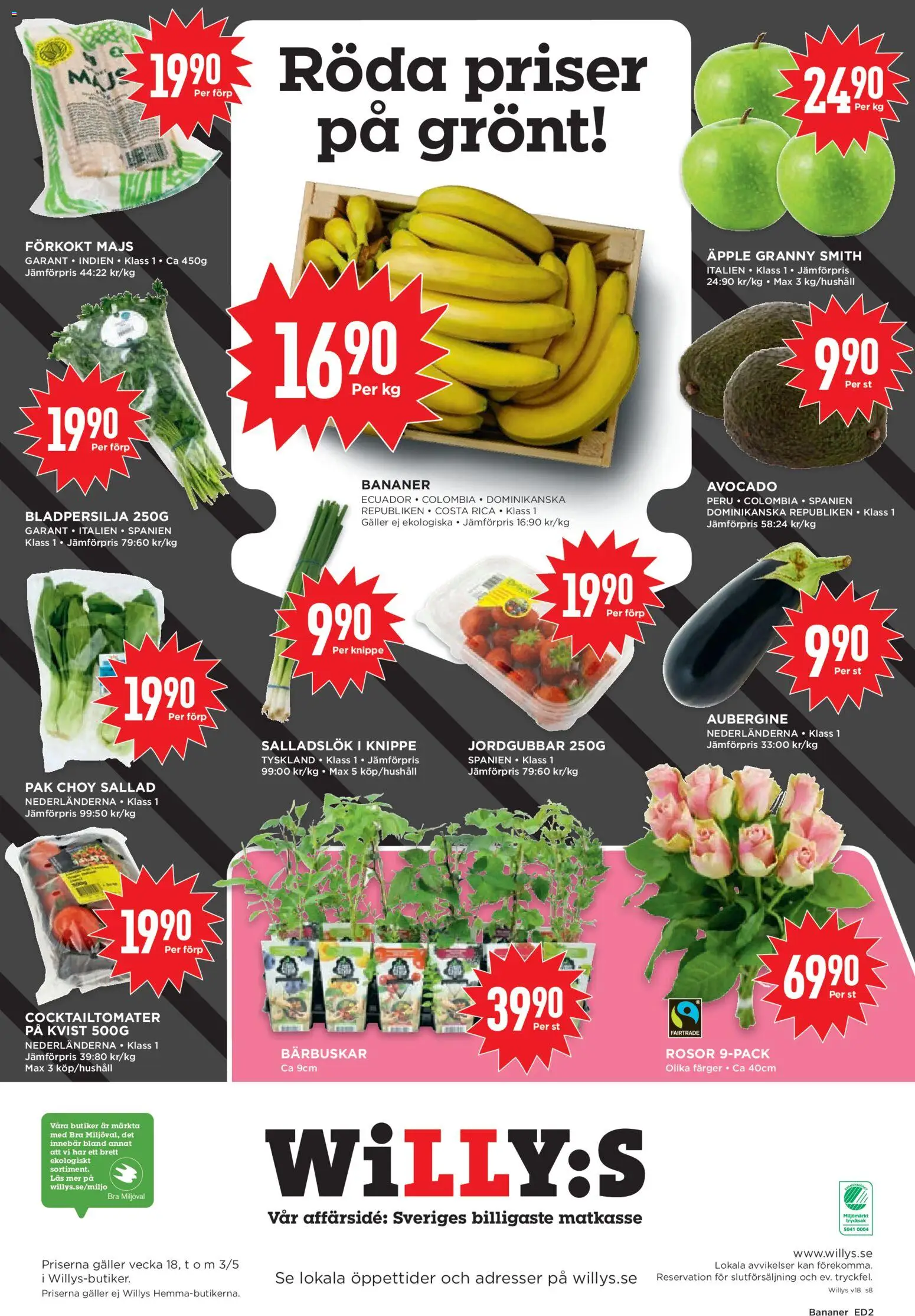 Willys reklamblad aktuell från 27.04.2026 | Sida: 8 | Produkter: Galler, Salladslök, Jordgubbar, Aubergine