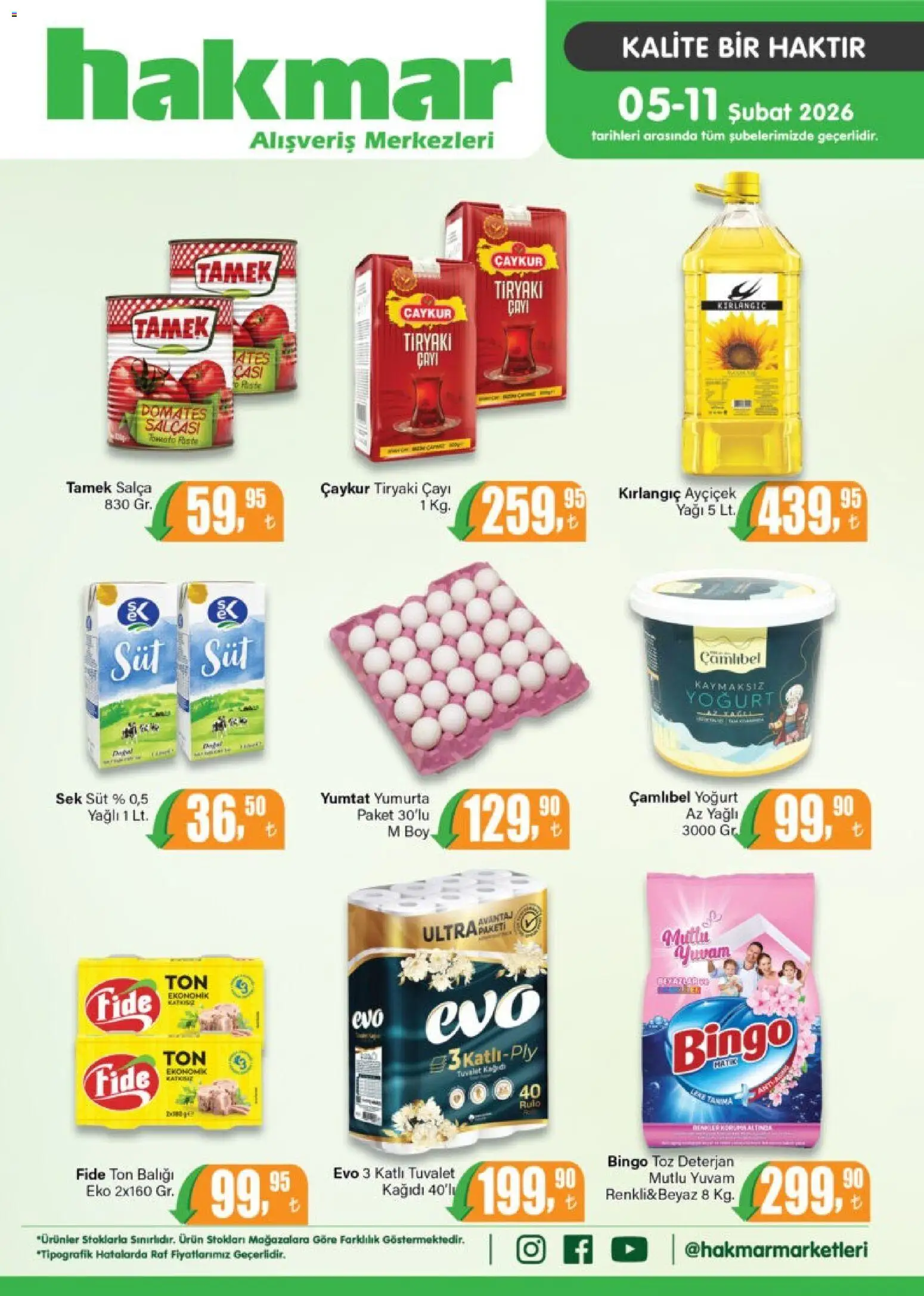 Hakmar Katalog - 05.02.2026 tarihinden itibaren geçerlidir | Sayfa: 1 | Ürünler: Tuvalet, Yoğurt, Deterjan, Ton balığı