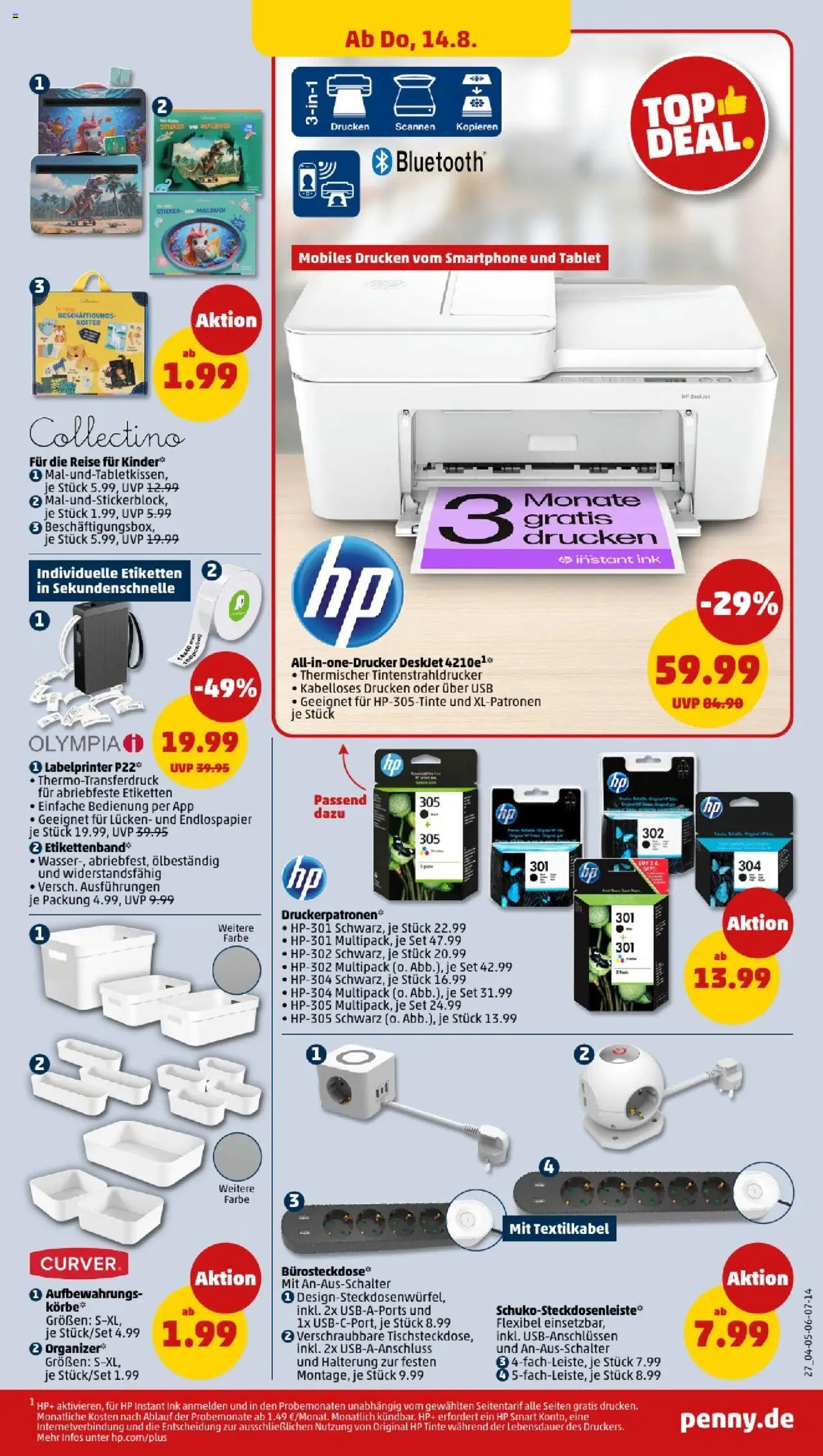 Penny - Baden-Württemberg - gültig ab dem 11.08.2025 | Seite: 27 | Produkte: HP, USB, Tintenstrahldrucker, Smartphone