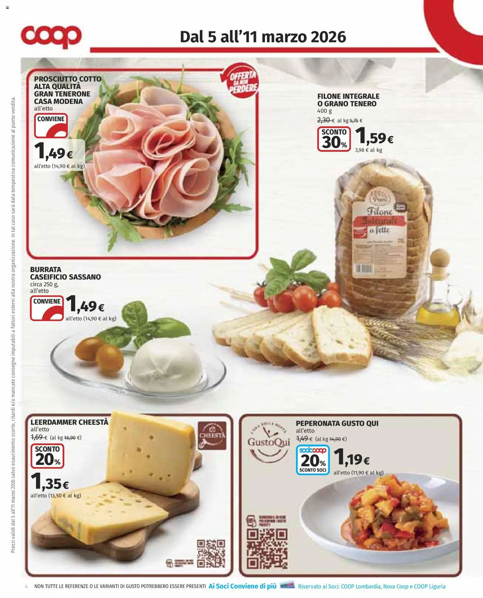 Volantino COOP del 05.03.2026 | Pagina: 4 | Prodotti: Prosciutto Cotto, Prosciutto, Data, Burrata