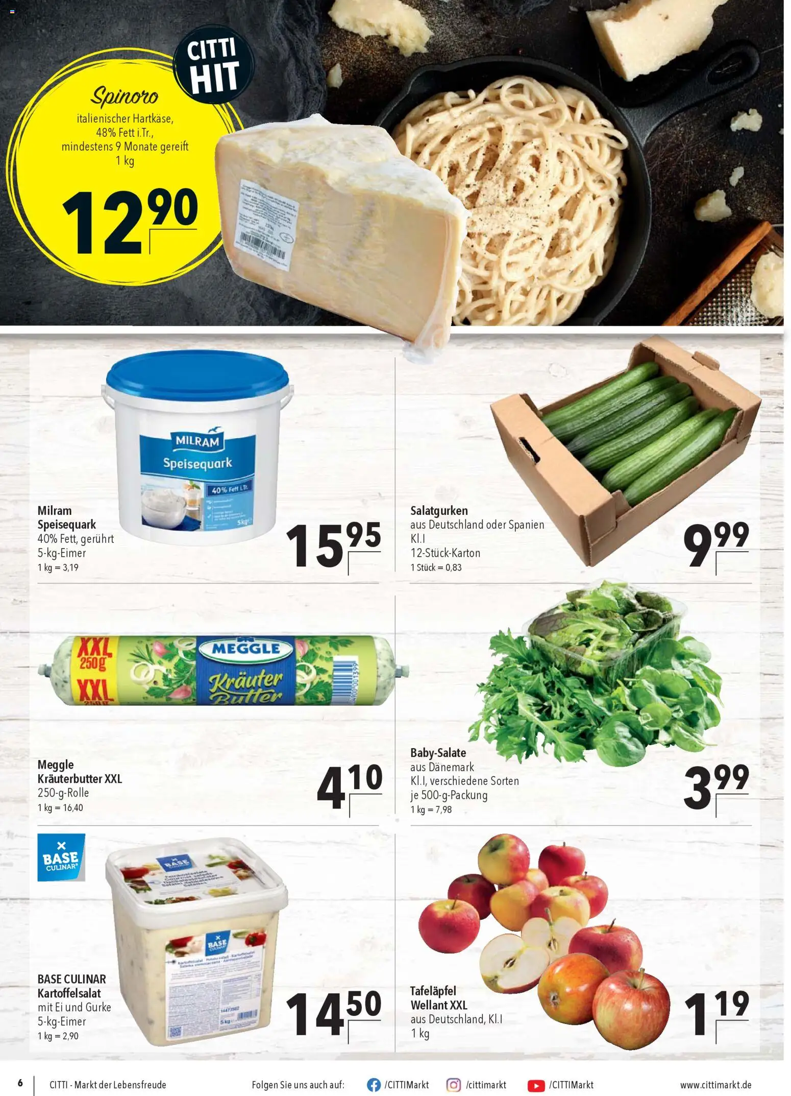 CITTI Markt Aktuelle Angebote für Profis – gültig ab 22.10.2025 | Seite: 6 | Produkte: Butter, Kräuterbutter, Milram, Speisequark