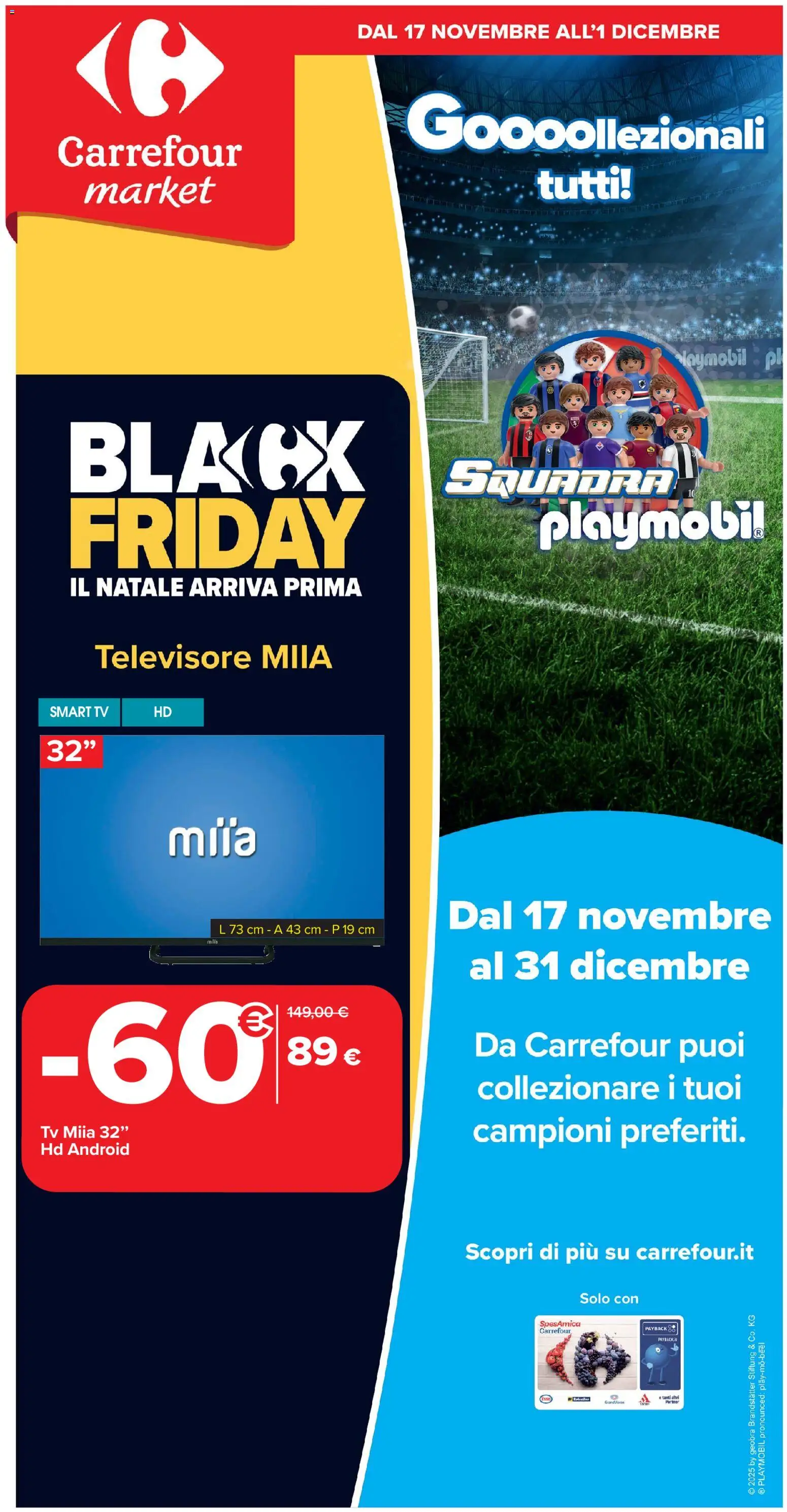 Volantino Carrefour del 17.11.2025 | Pagina: 1 | Prodotti: smart TV, TV
