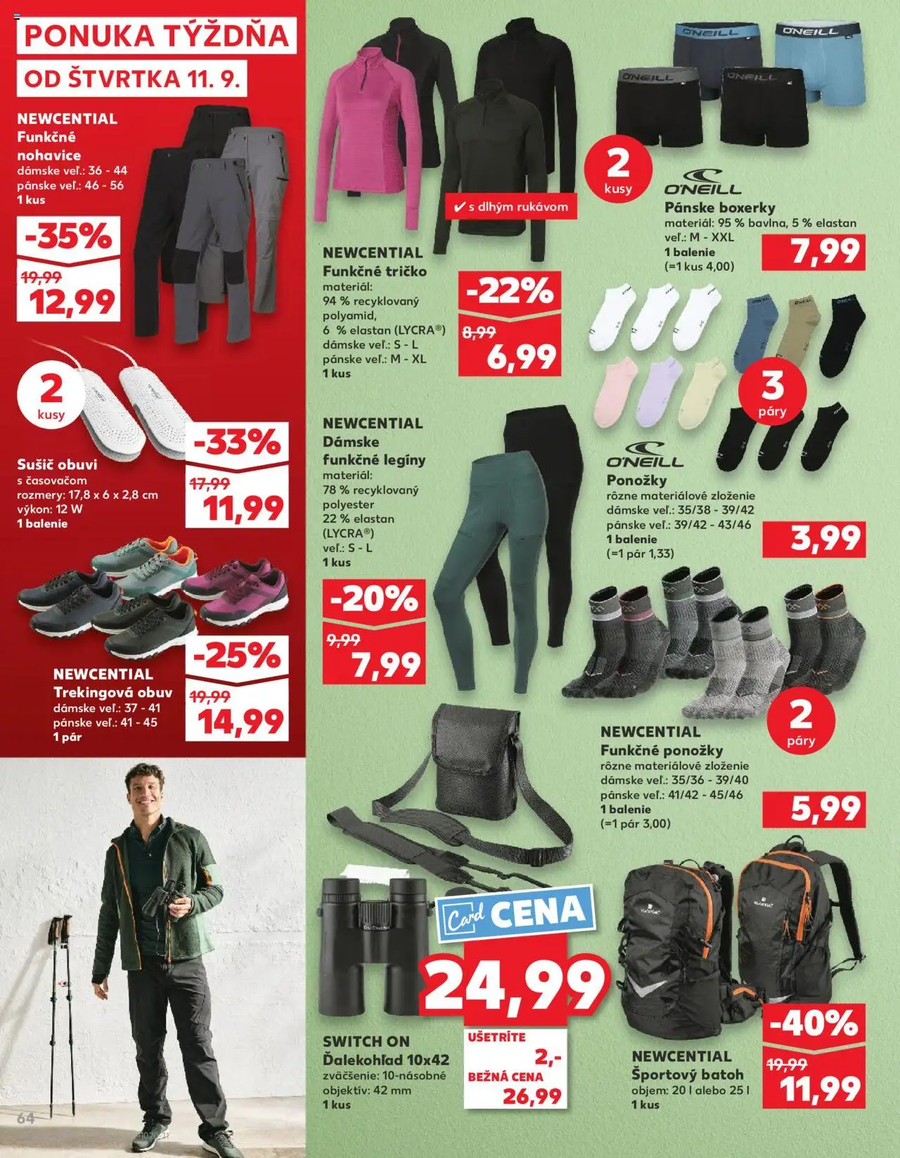 Nové Kaufland akcie – leták je platný od 11.09.2025 | Strana: 64 | Produkty: Ponožky, Legíny, Boxerky, Batoh