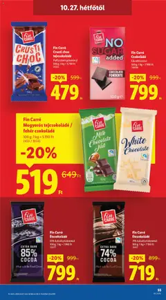 Fin Carré Étcsokoládé, 85% kakaótartalommal, 100 g - amely érvényes a következő dátumtól: 22.10.2025 | Oldal: 55