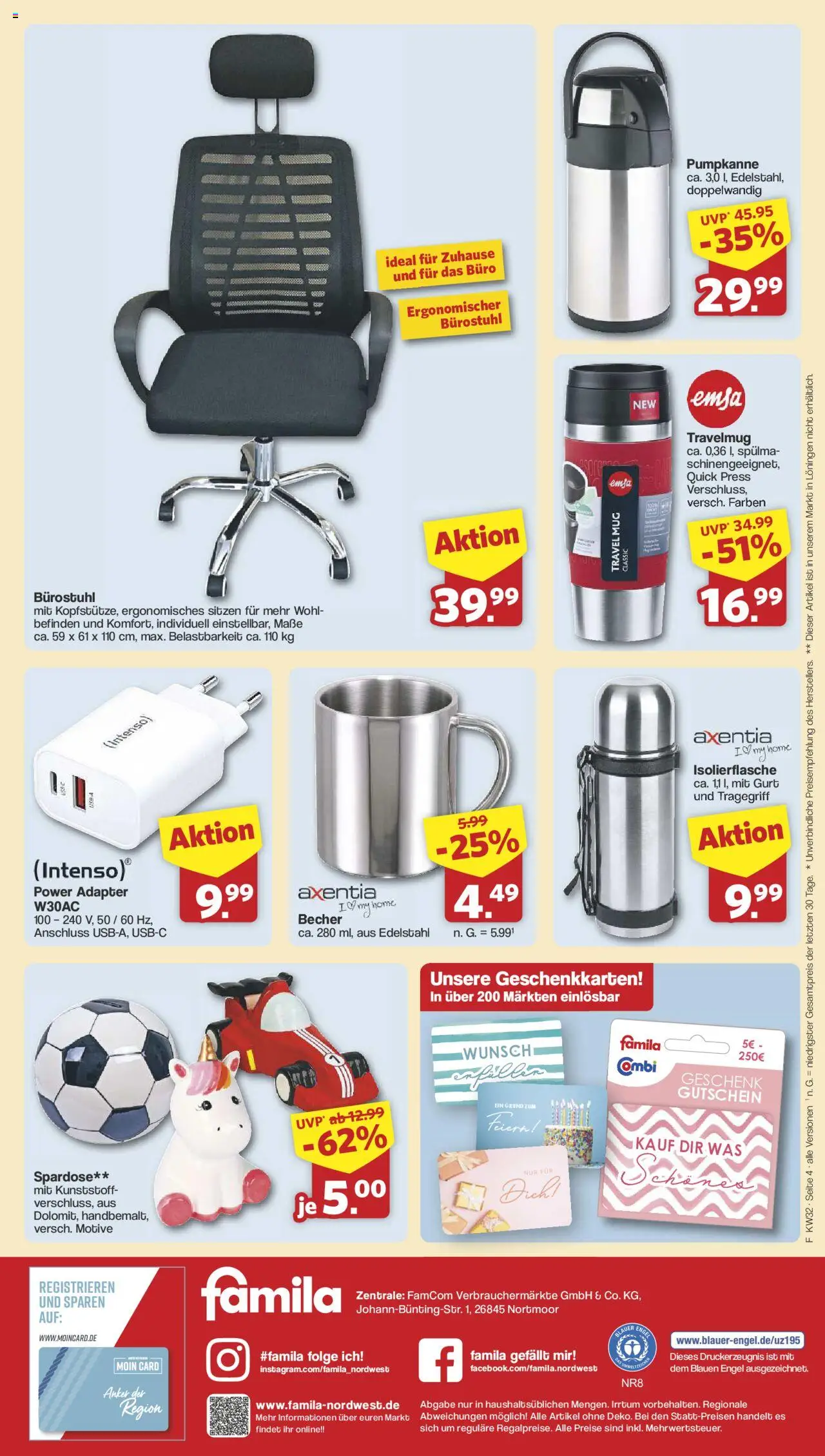Famila Nordwest Sonderangebote - gültig ab dem 03.08.2025 | Seite: 4 | Produkte: Bananen, Eisbergsalat, Zucchini, Uhr