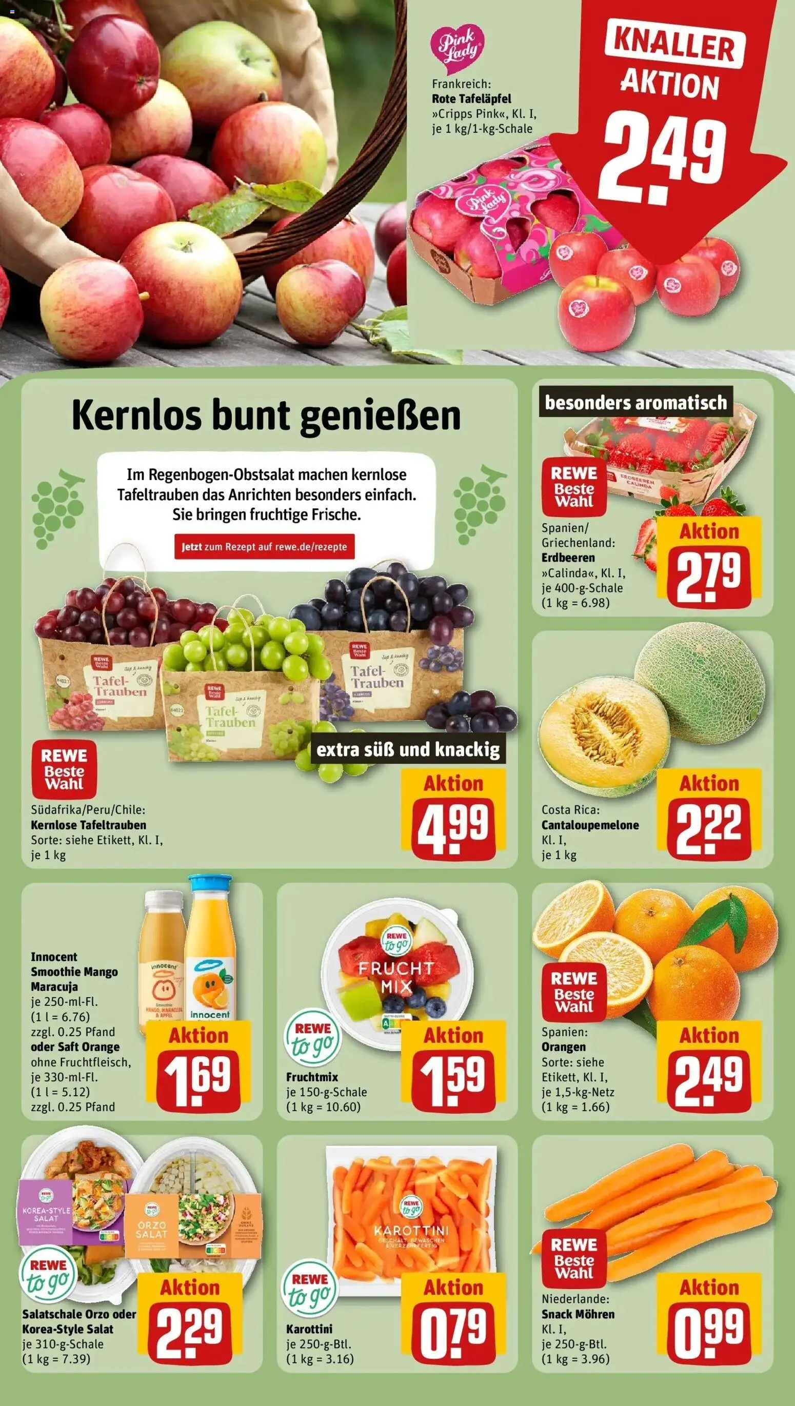 Rewe Prospekt Essen	 – gültig ab 13.04.2026 | Seite: 4 | Produkte: Äpfel, Mohren, Erdbeeren, Salat