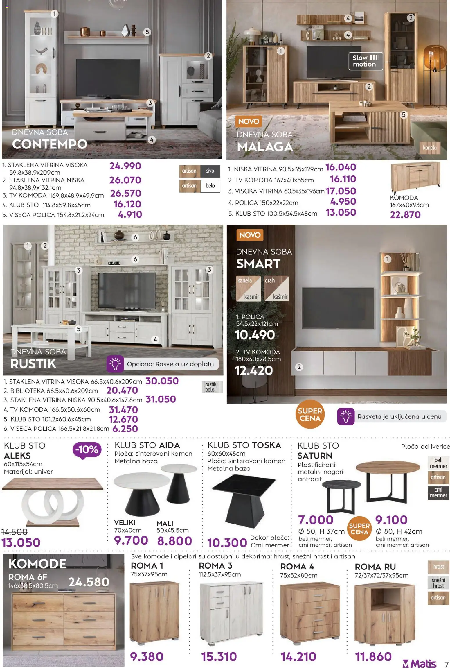 Matis katalog - važi od 01.02.2026 | Strana: 7 | Proizvode: Komoda, Tv komoda, Polica, Orah