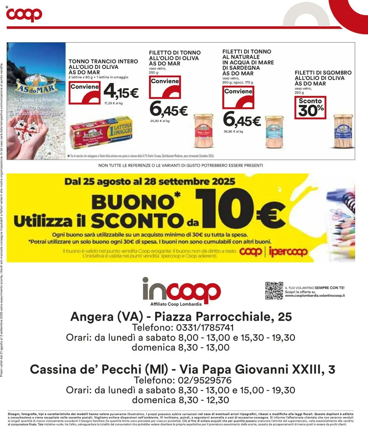 Volantino COOP del 21.08.2025 | Pagina: 12 | Prodotti: Acqua, Data, Tonno, Sgombro