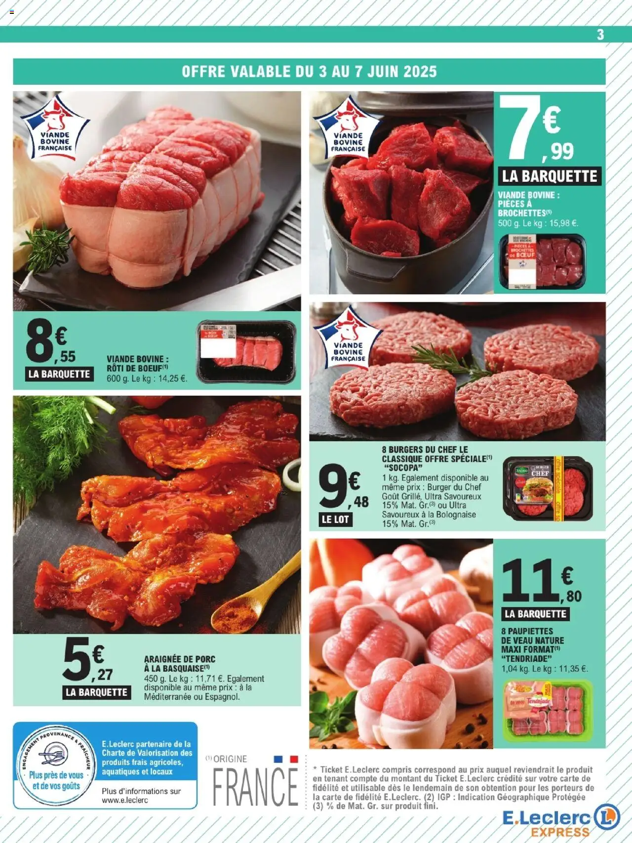  | Page: 3 | Produits: Rôti de bœuf, Paupiettes de veau, Porc, Viande bovine