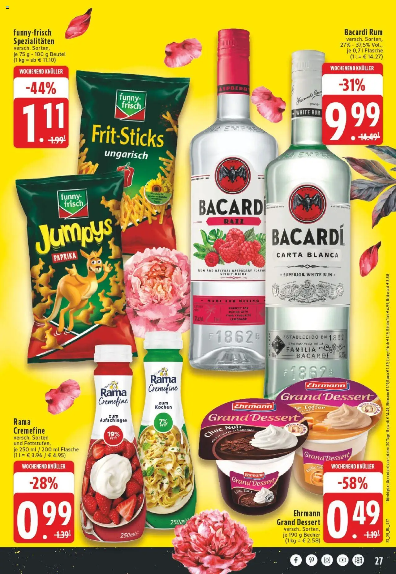 Edeka prospekt Düsseldorf	 - gültig ab dem 01.06.2025 | Seite: 27 | Produkte: Bacardi, Rinderfilet, Funny frisch, Chips