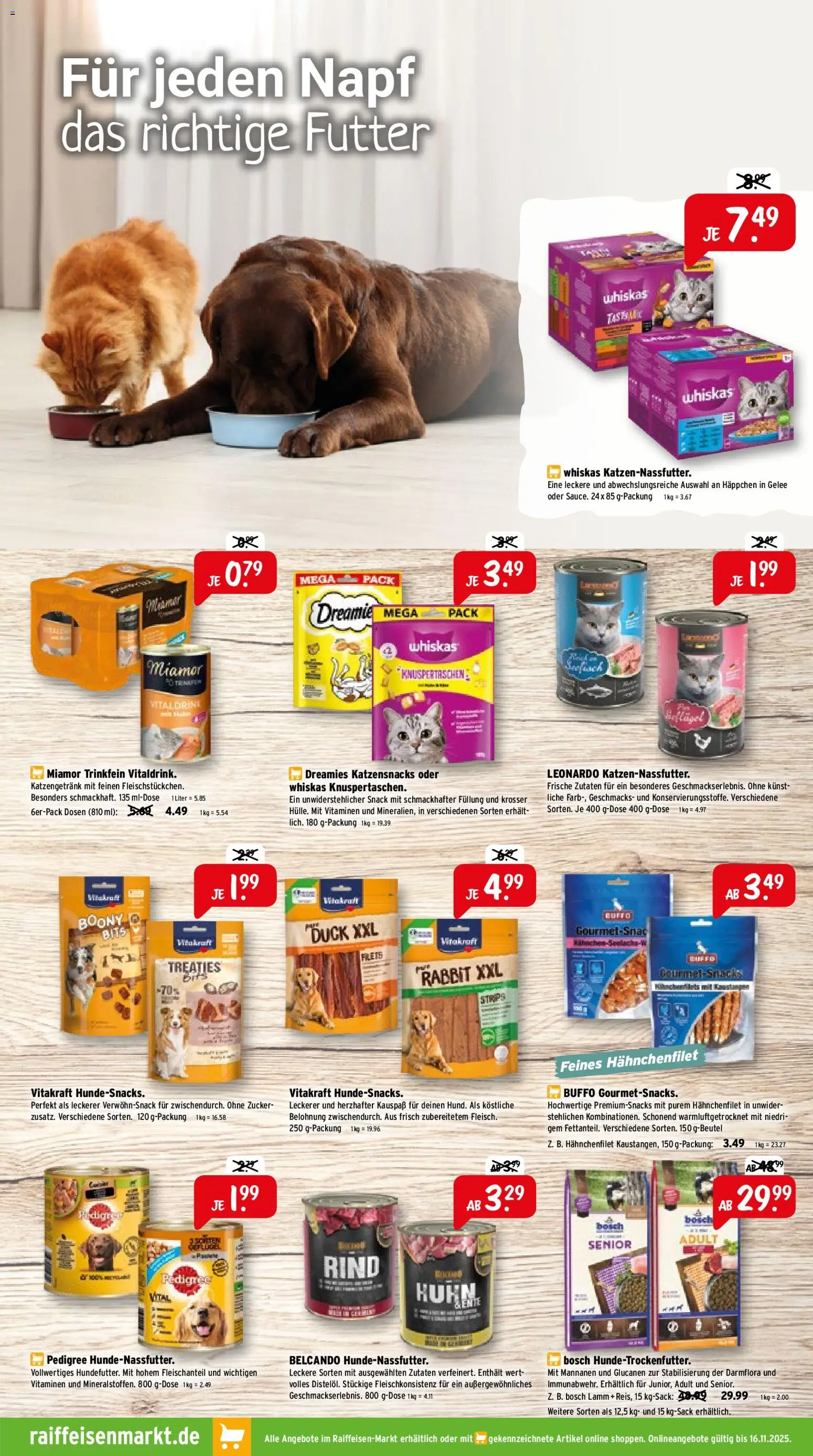 Raiffeisen Markt Prospekt 	 – gültig ab 01.11.2025 | Seite: 7 | Produkte: Bosch, Zucker, Pedigree, Whiskas