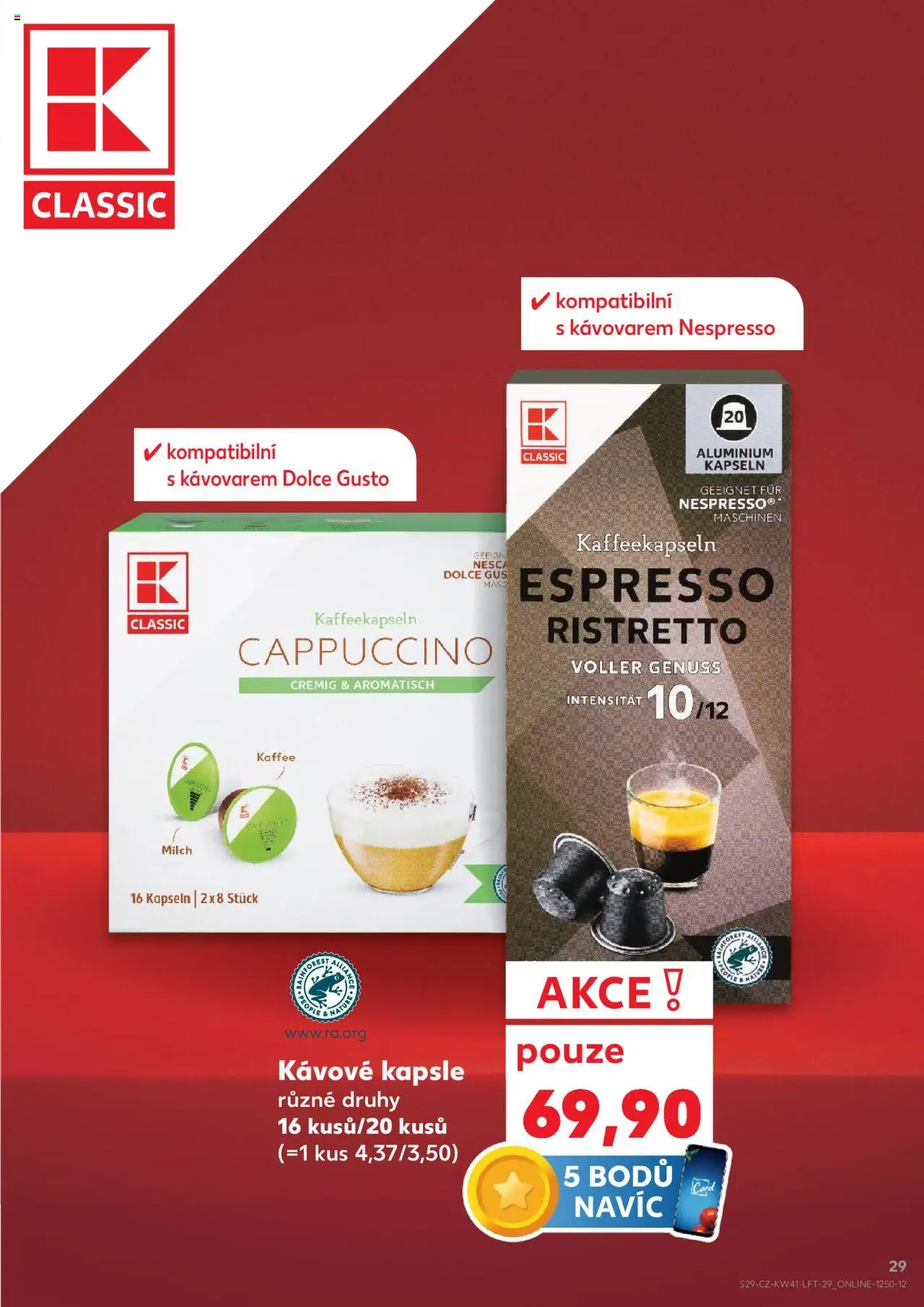 Kaufland leták od 08.10.2025 | Strana: 29 | Produkty: Dolce Gusto, Kávové kapsle, Nespresso, Cappuccino