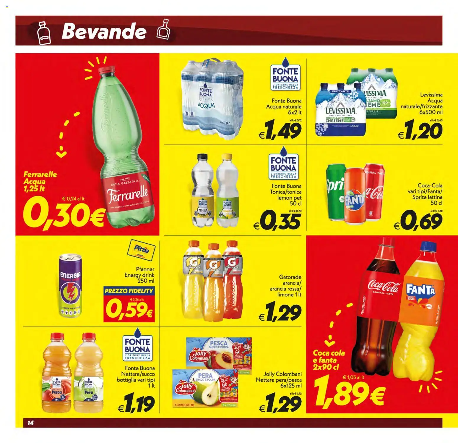 Volantino SuperConveniente del 13.01.2026 | Pagina: 14 | Prodotti: Succo, Limone, Acqua naturale, Ferrarelle