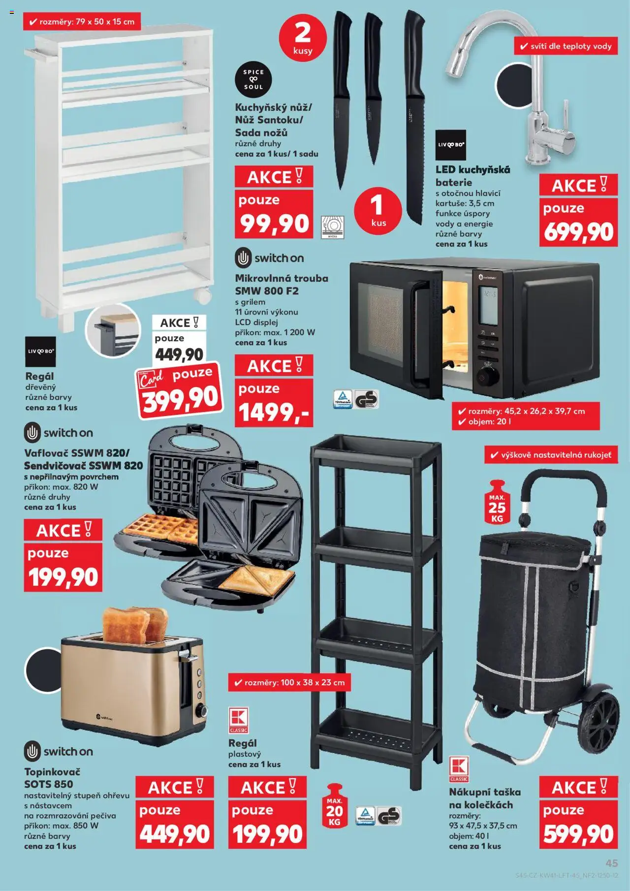 Kaufland leták od 08.10.2025 | Strana: 45 | Produkty: Trouba, Kuchyňská baterie, Regál, Baterie